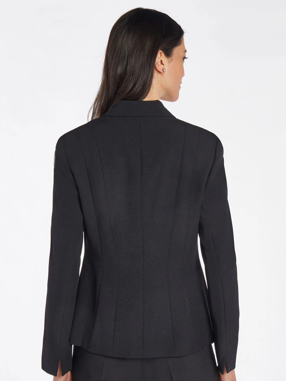 One Button Double Seamed Blazer, Stretch Crepe - Image 3