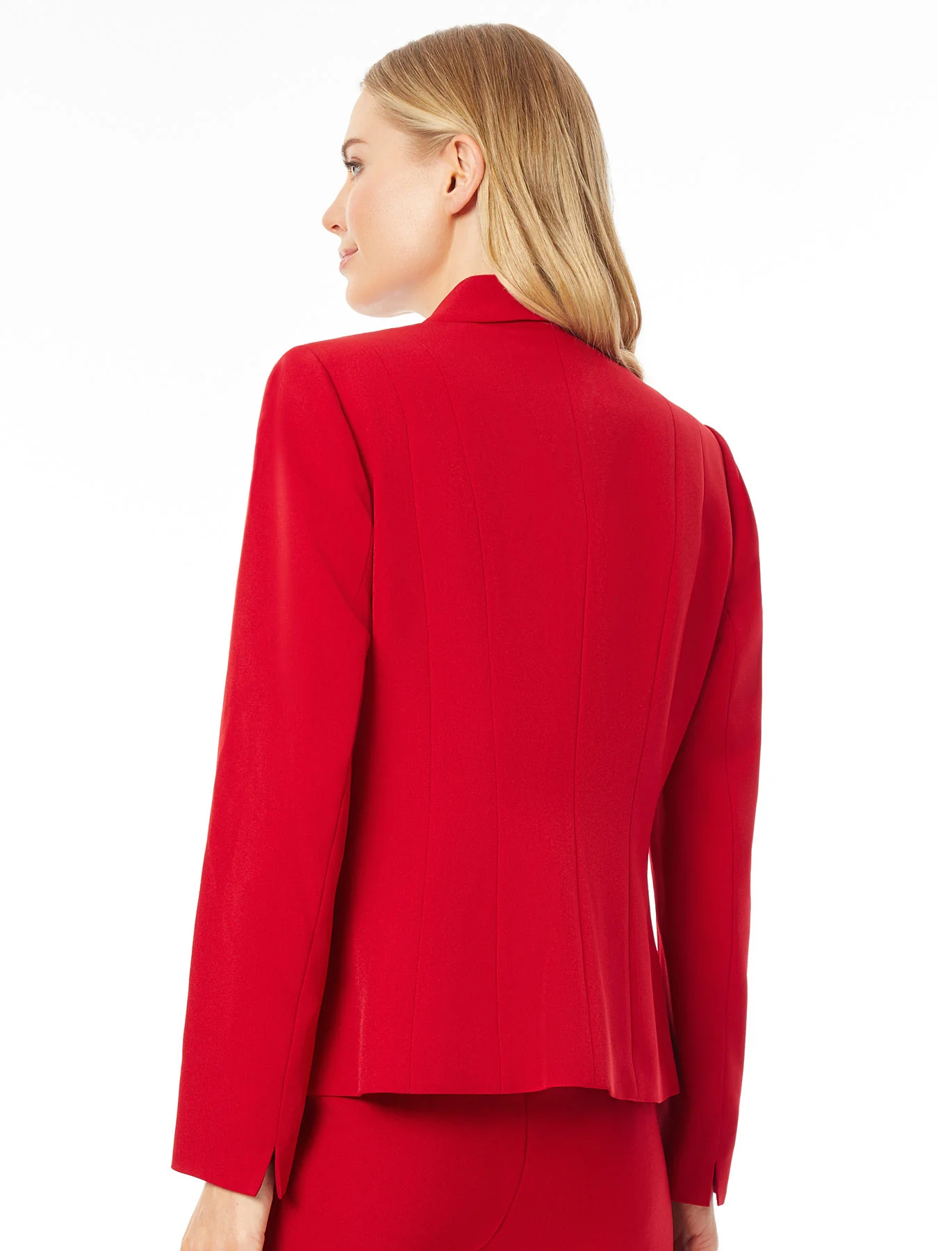One Button Double Seamed  Blazer, Stretch Crepe - Image 5