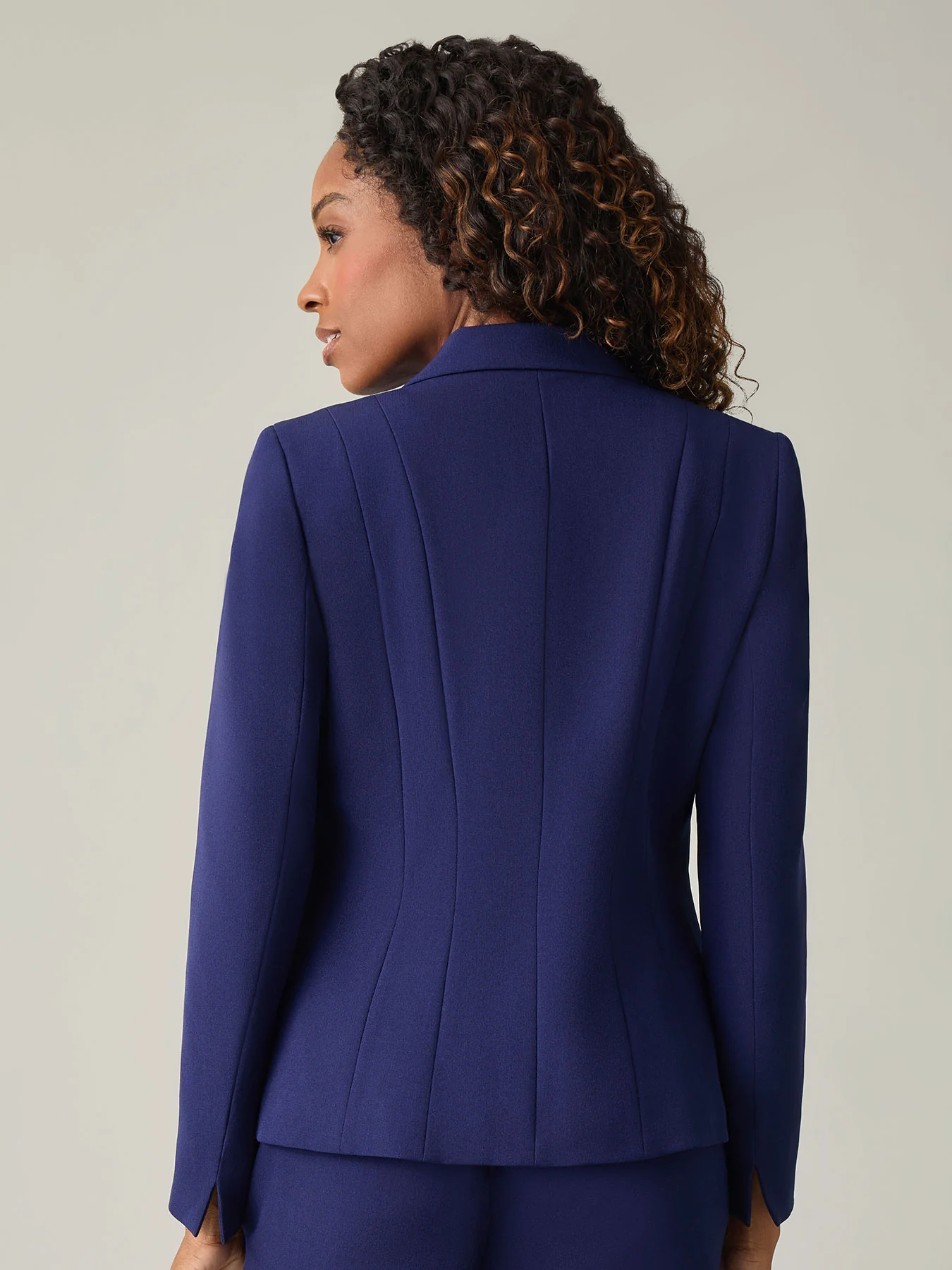 One Button Double Seamed Blazer, Stretch Crepe - Image 5