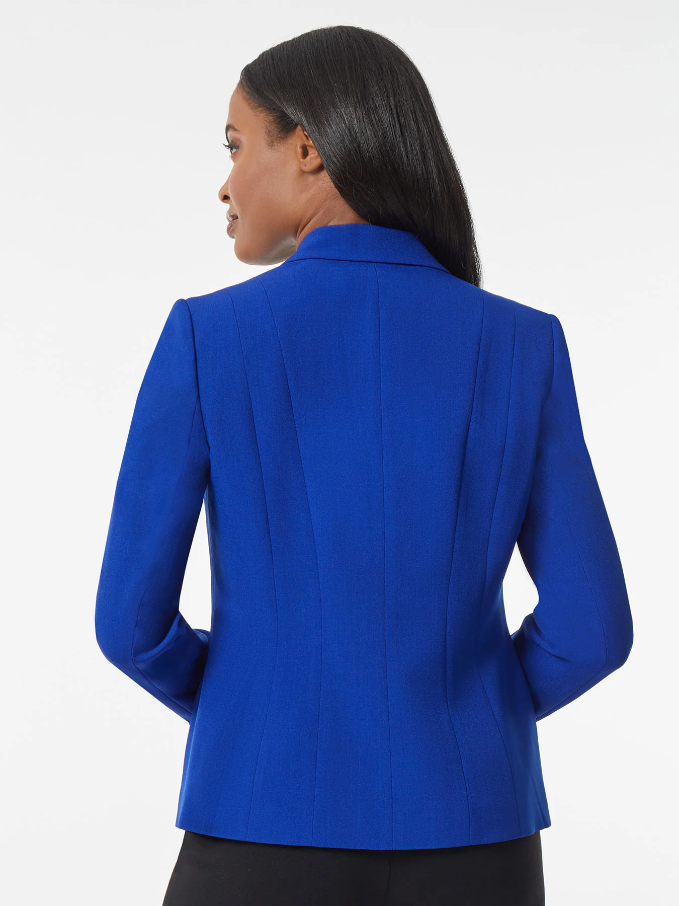 One Button Double Seamed  Blazer, Stretch Crepe - Image 3