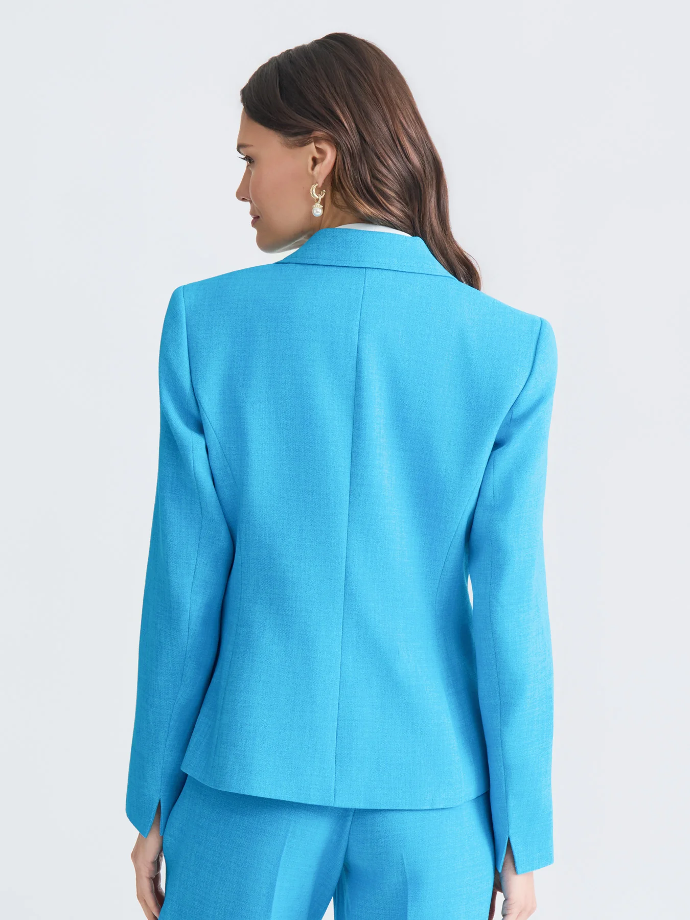 One Button Princess Seam Blazer, Pebble Crepe - Image 4