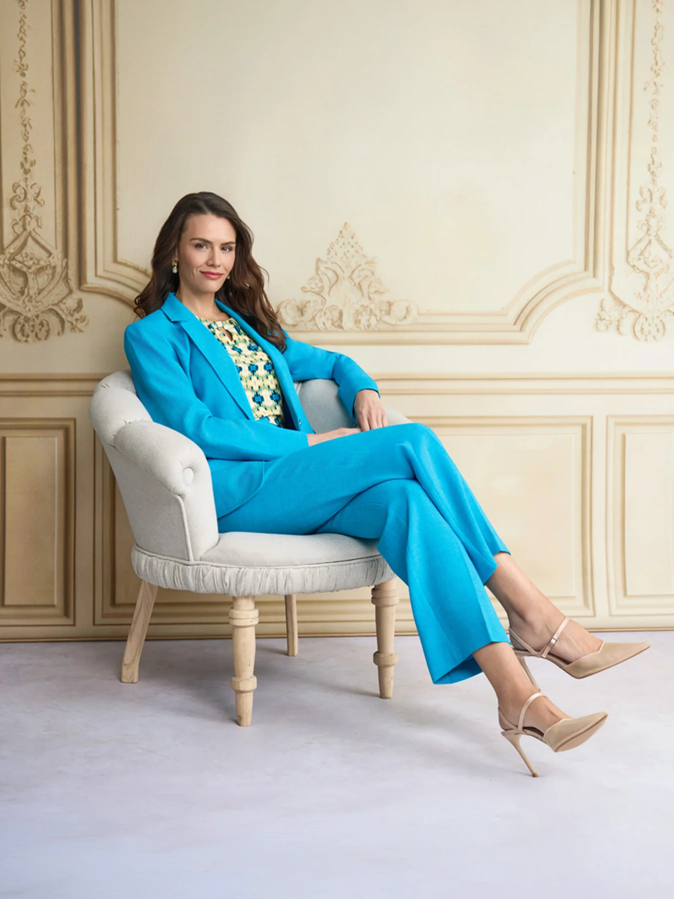 One Button Princess Seam Blazer, Pebble Crepe - Image 8