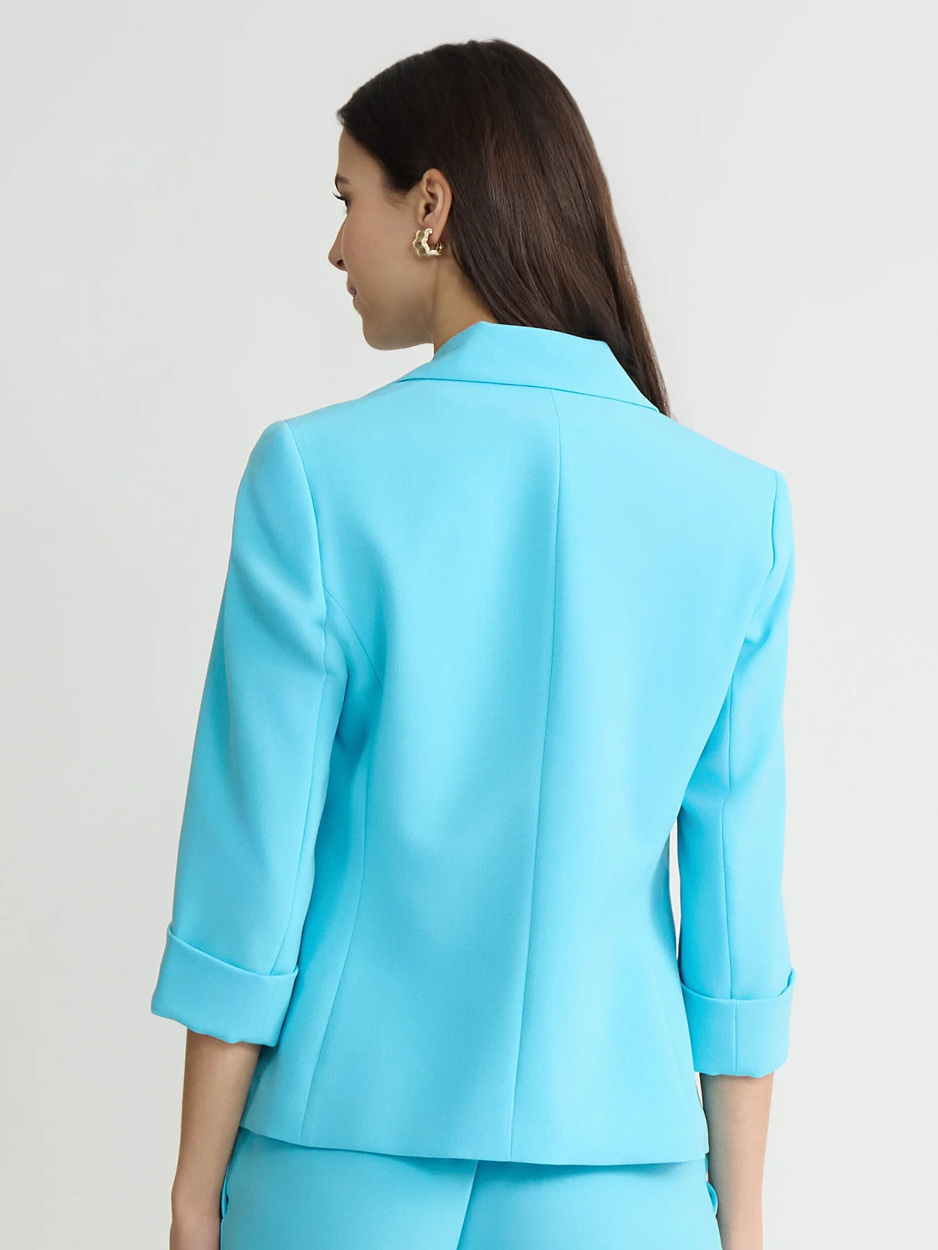 One Button Princess Seam Blazer, Stretch Crepe - Image 3
