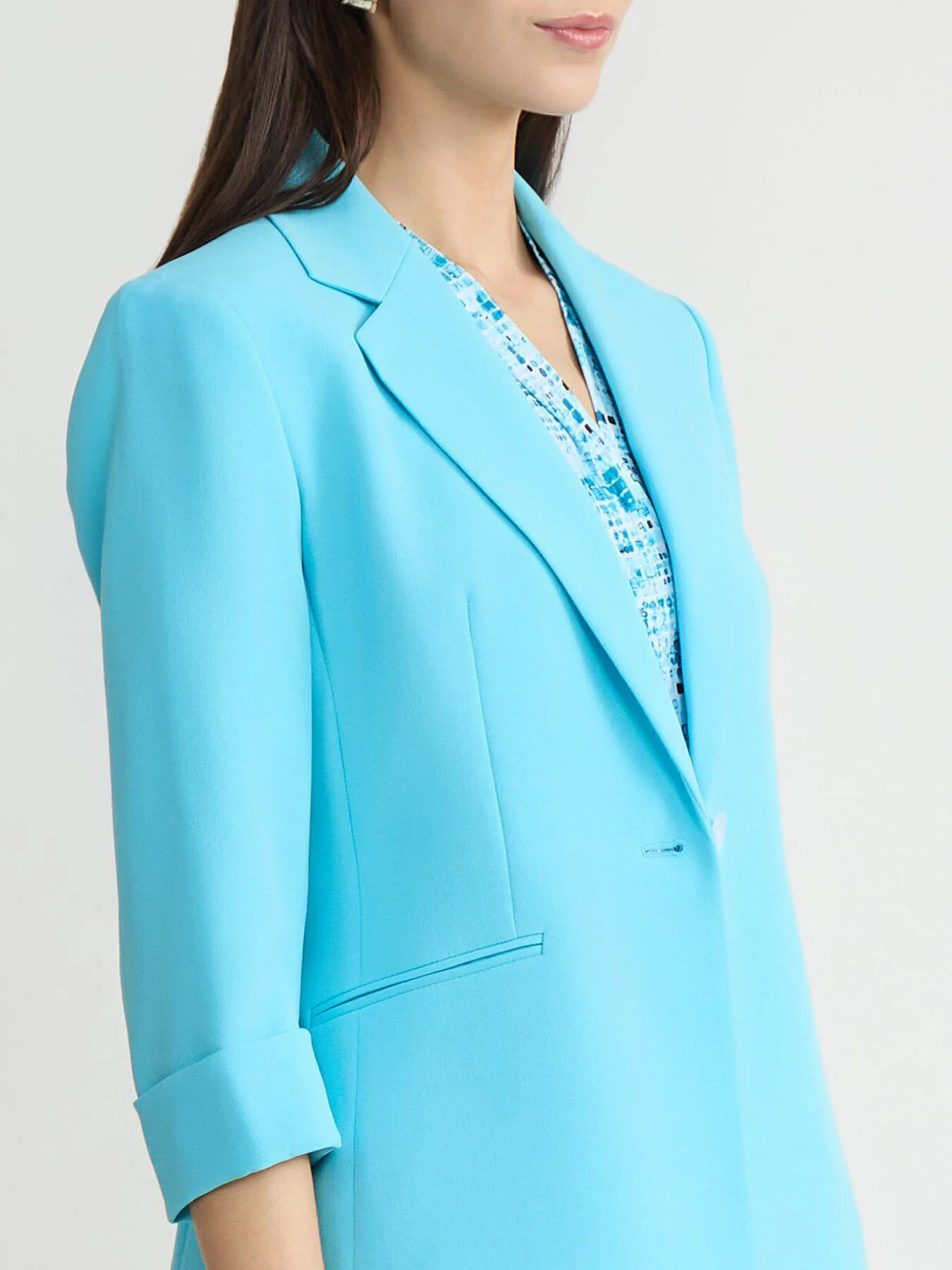 One Button Princess Seam Blazer, Stretch Crepe - Image 5