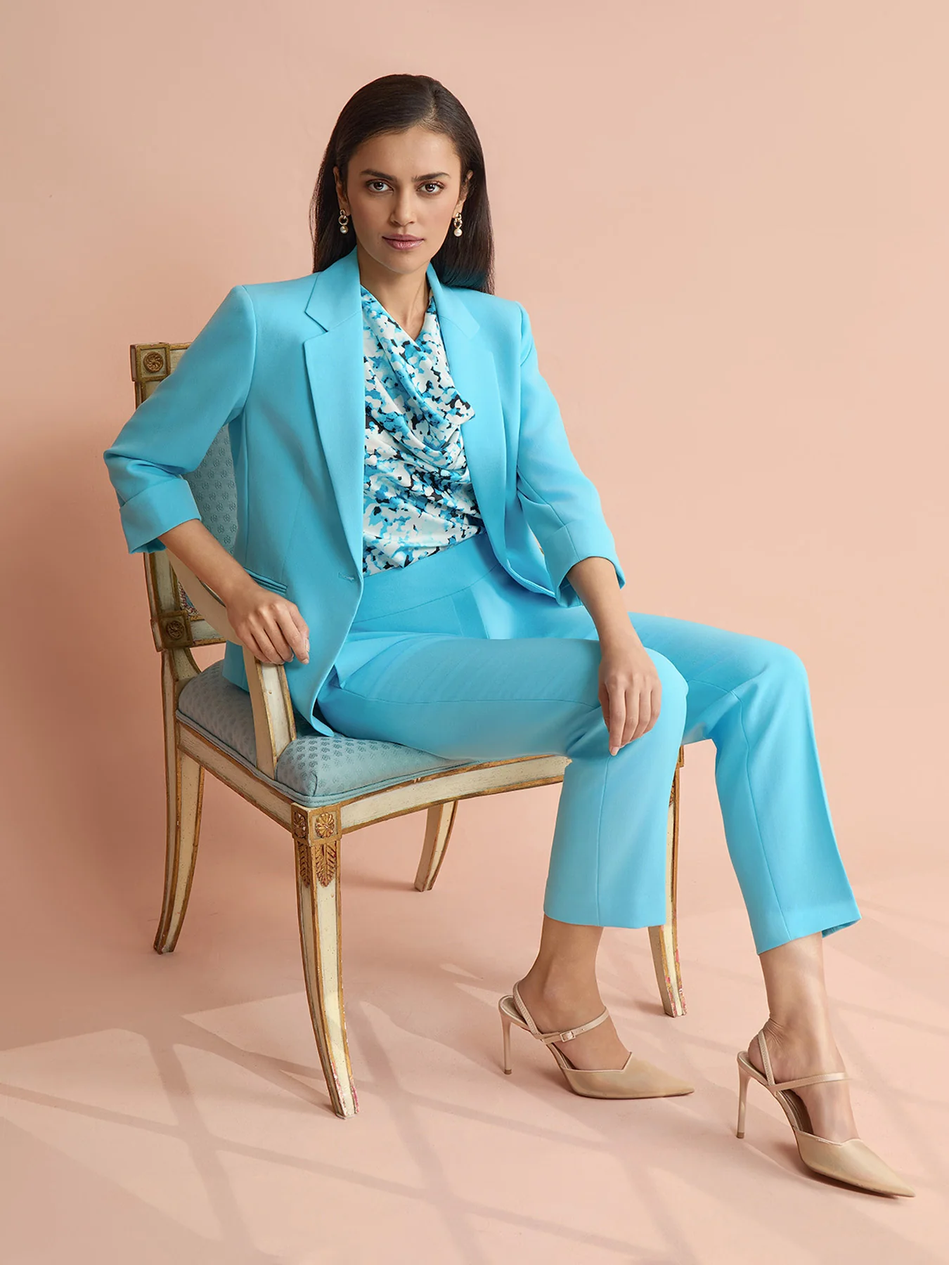 One Button Princess Seam Blazer, Stretch Crepe - Image 7