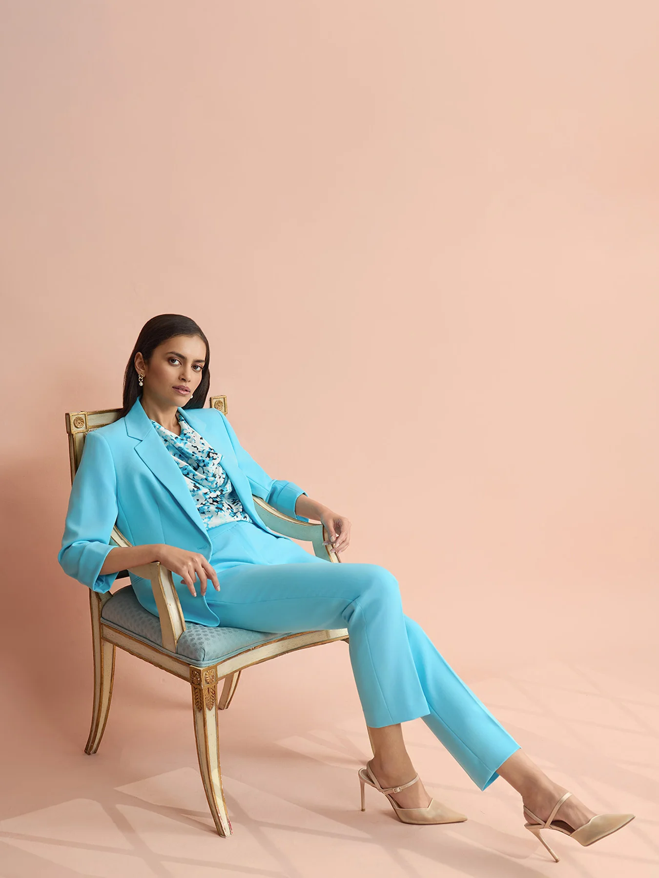 One Button Princess Seam Blazer, Stretch Crepe - Image 8