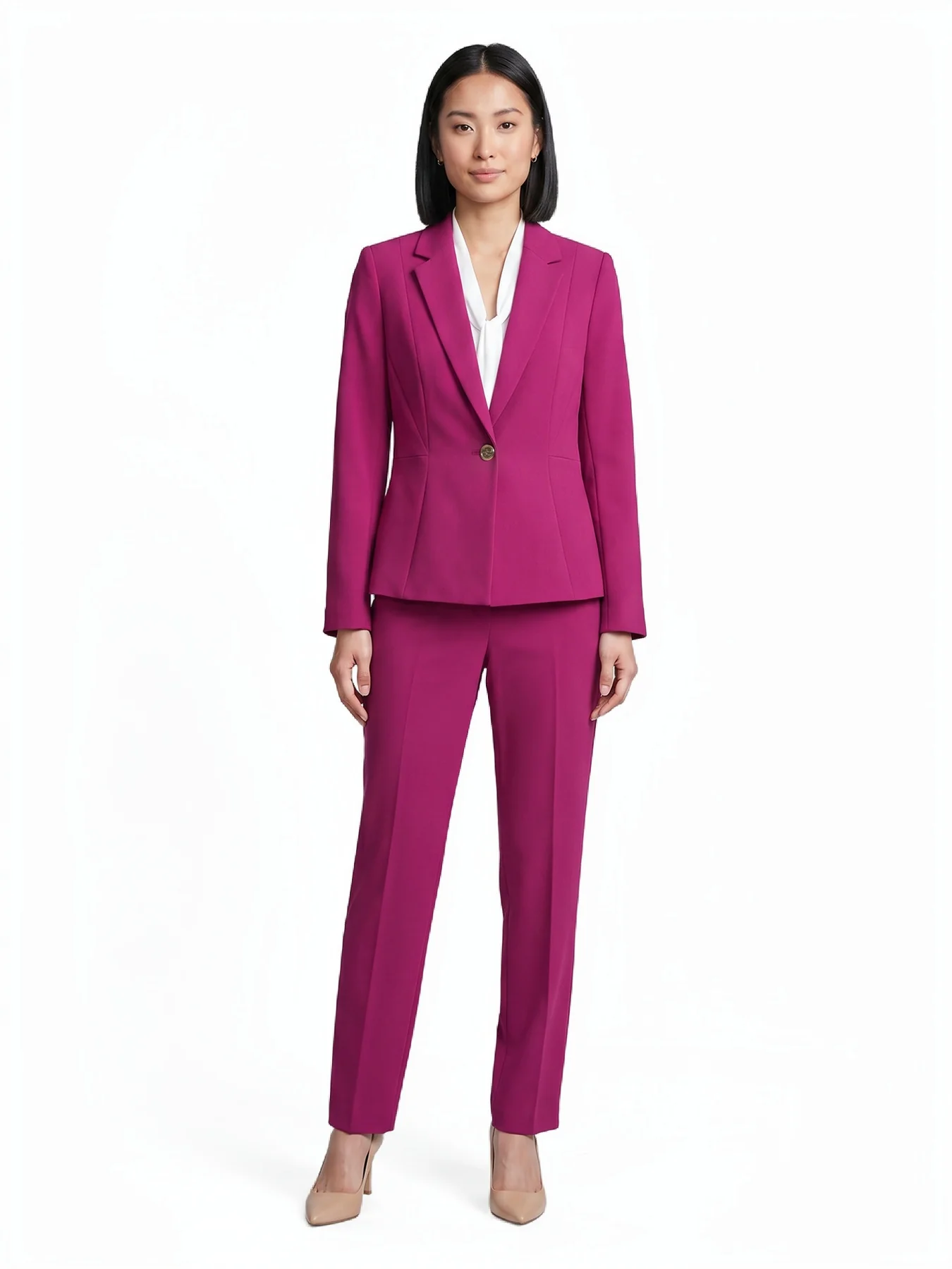 Petite One Button Princess Seam Blazer, Stretch Crepe - Image 5