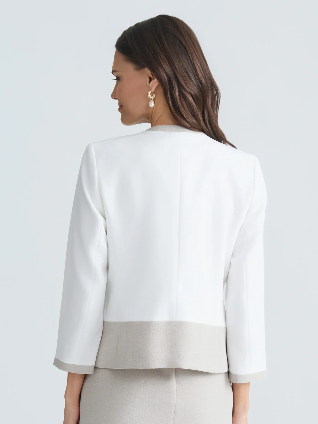 Open Front Contrast Trim Jacket - Image 3