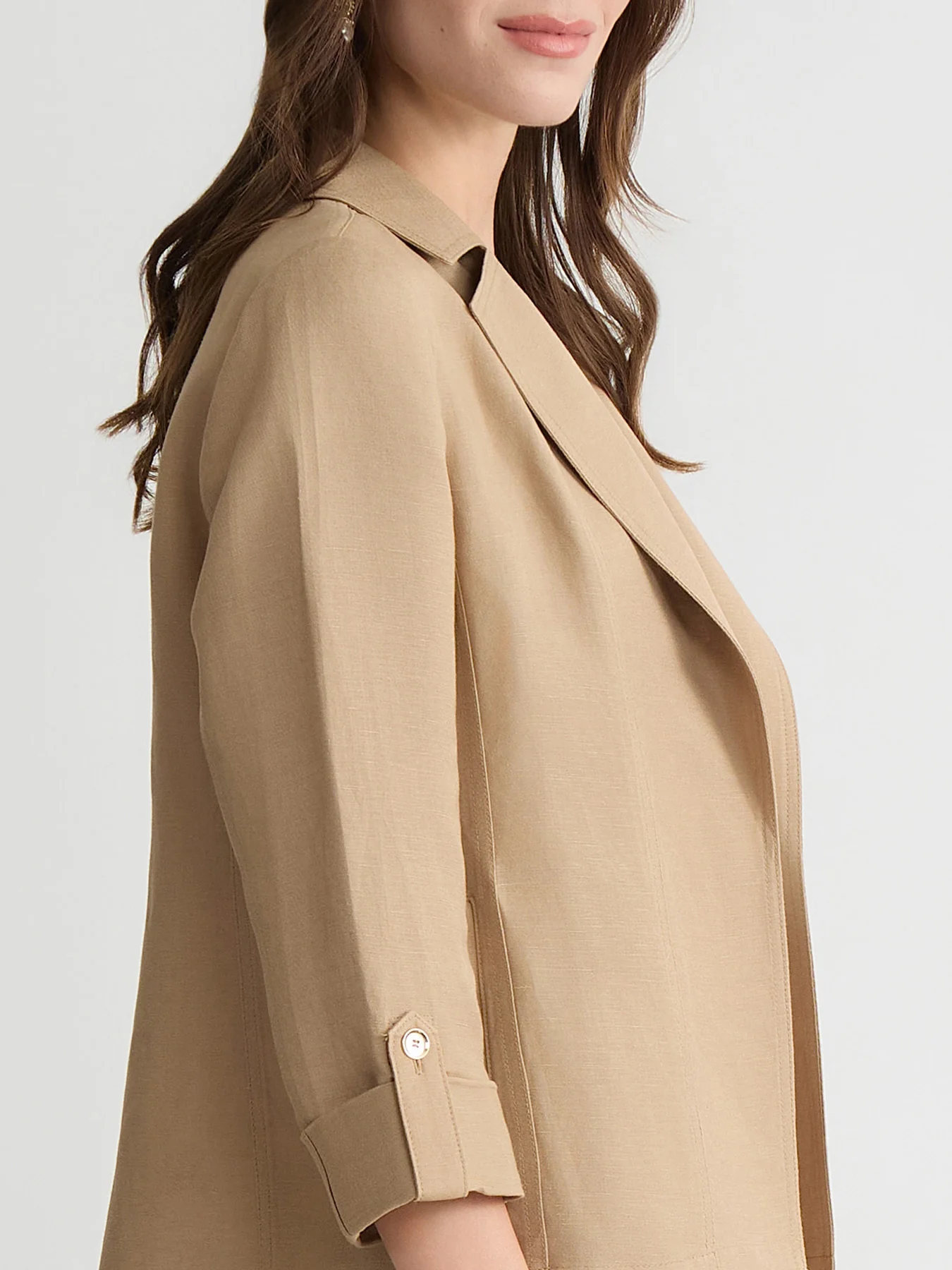 Open Front Lapel Jacket, Linen - Image 4