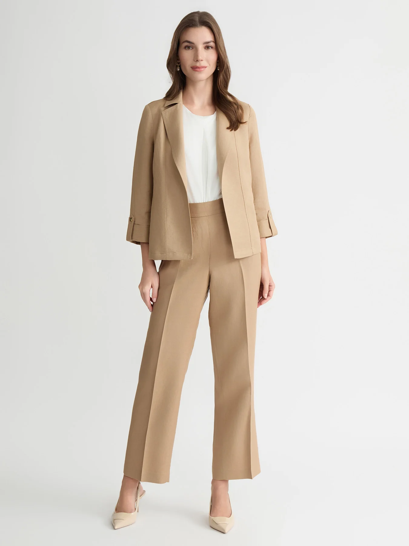 Open Front Lapel Jacket, Linen - Image 5