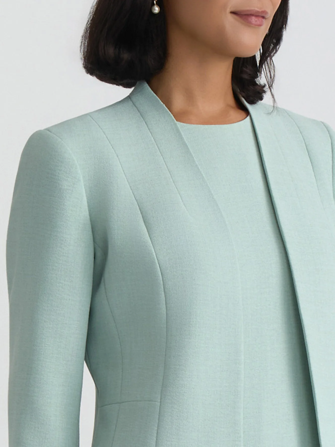 Open Front Seamed Jacket, Pebble Crepe - Image 4