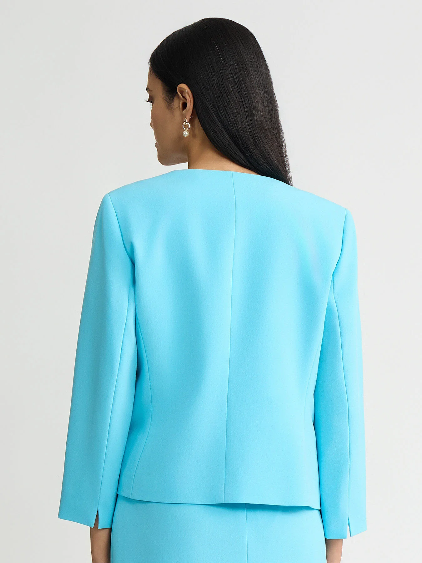 Open Front Seamed Jacket, Stretch Crepe - Image 3