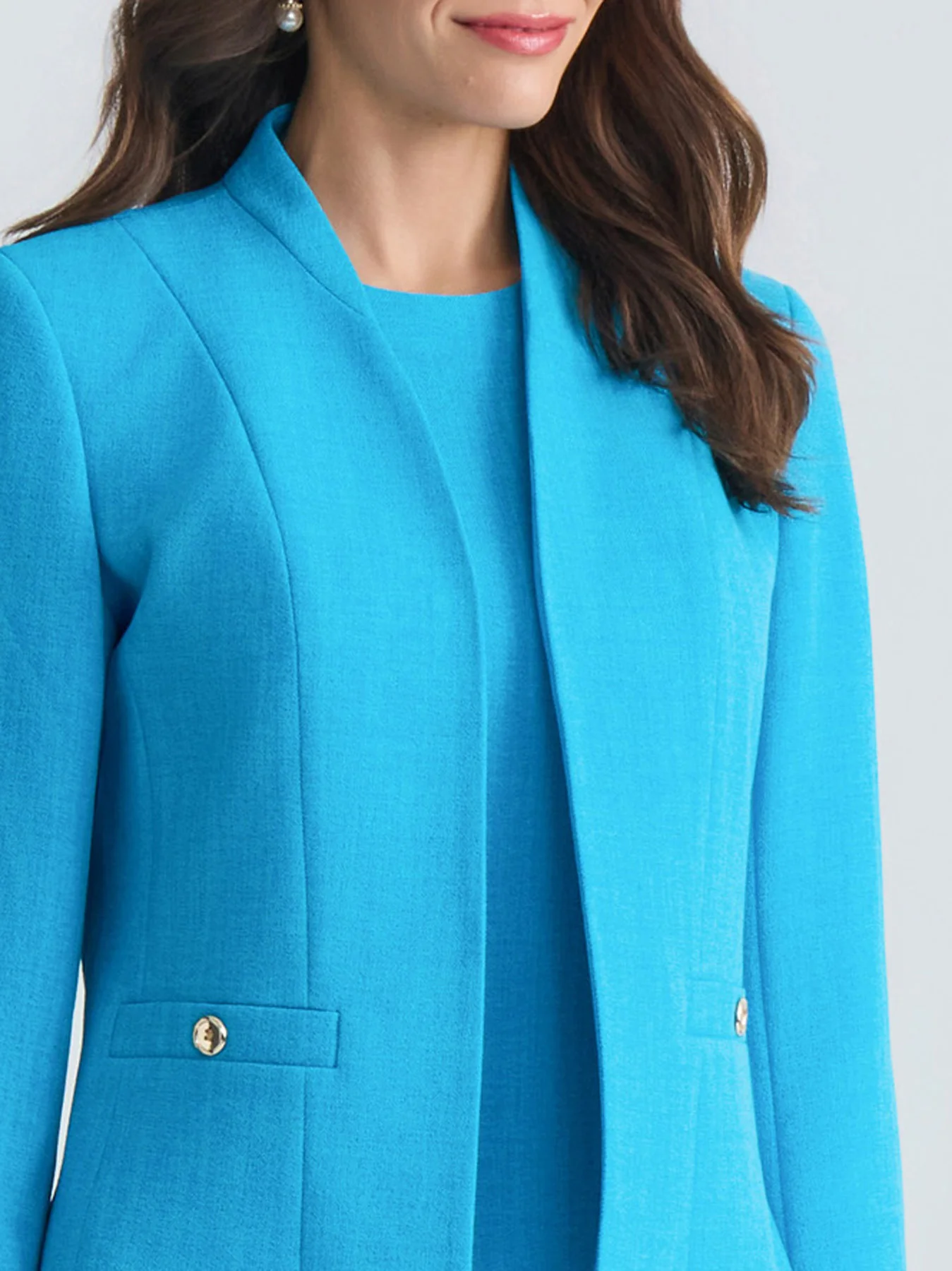 Open Front Seamed Jacket, Stretch Crepe - Image 5