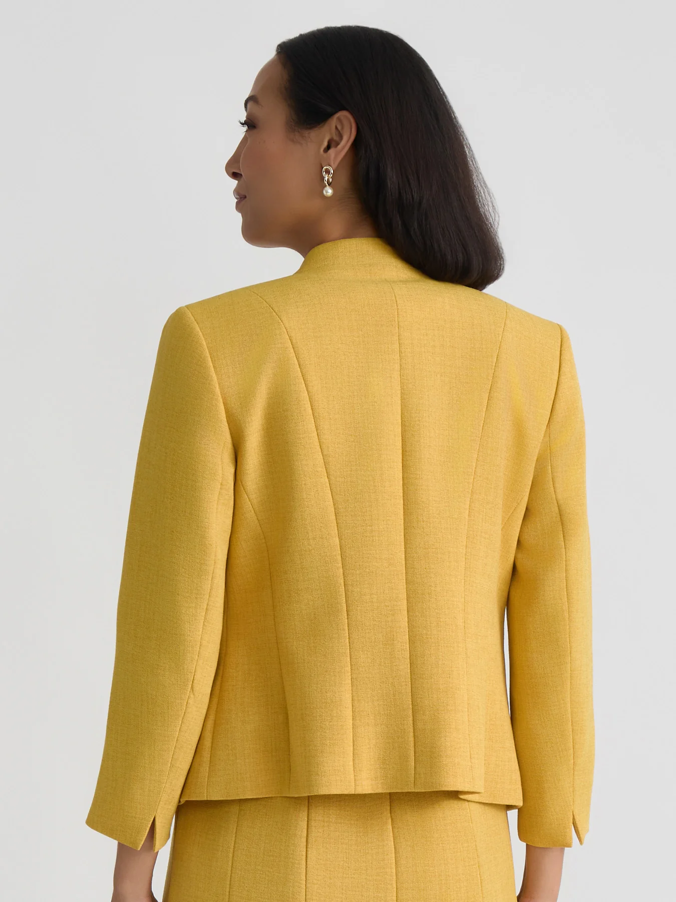 Open Front Seamed Jacket, Stretch Crepe - Image 3