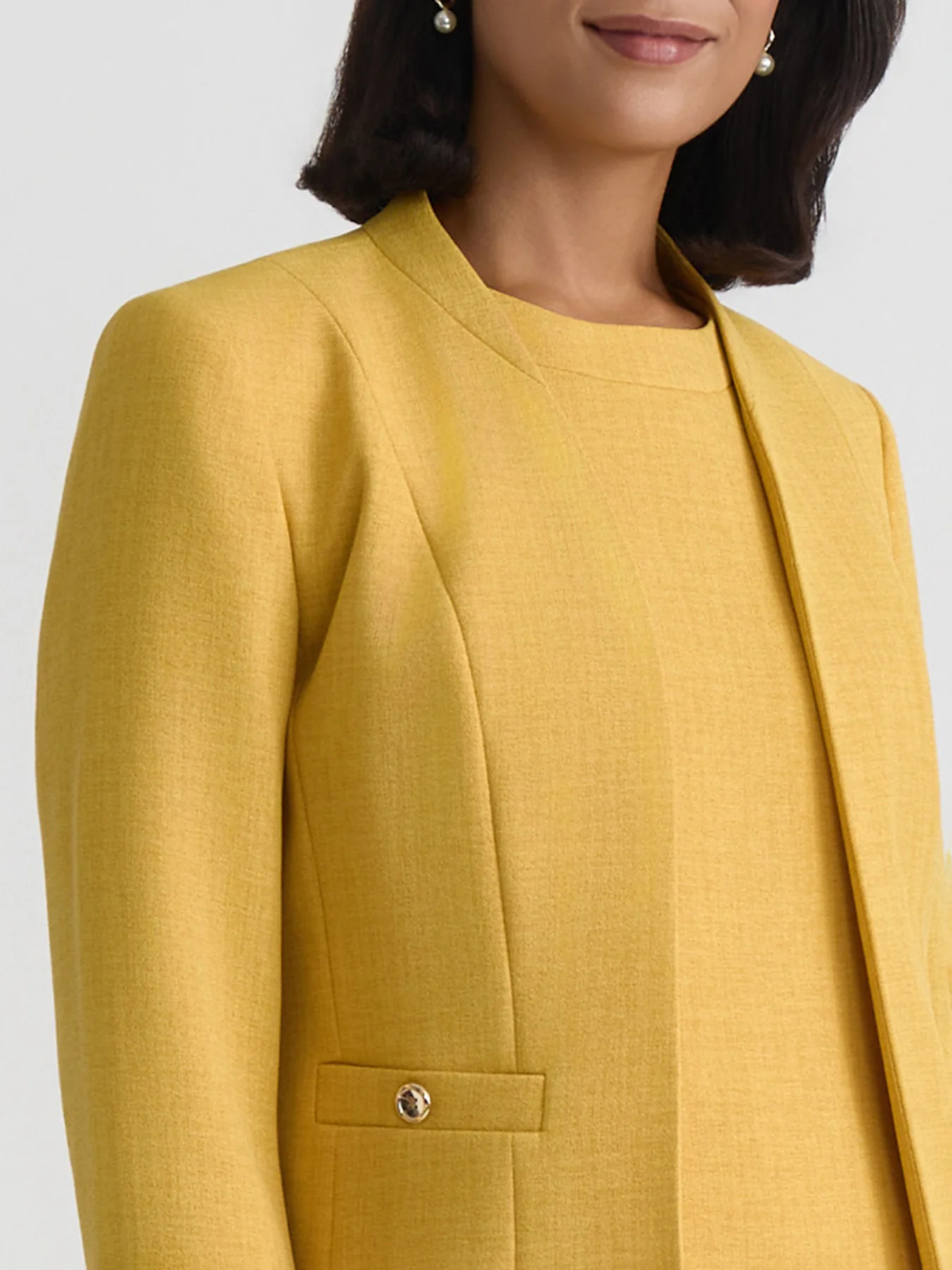 Open Front Seamed Jacket, Stretch Crepe - Image 4