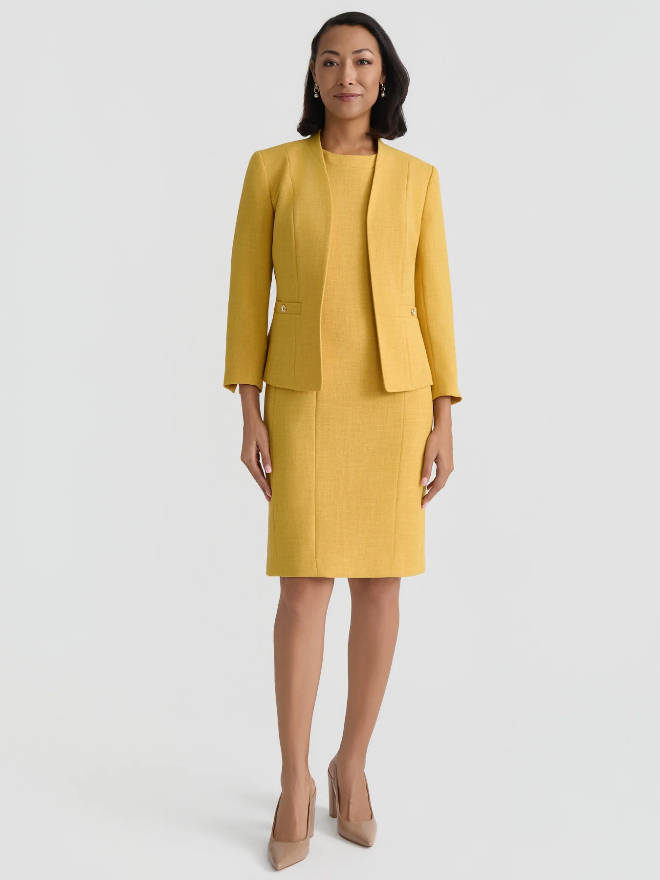 Open Front Seamed Jacket, Stretch Crepe - Image 5