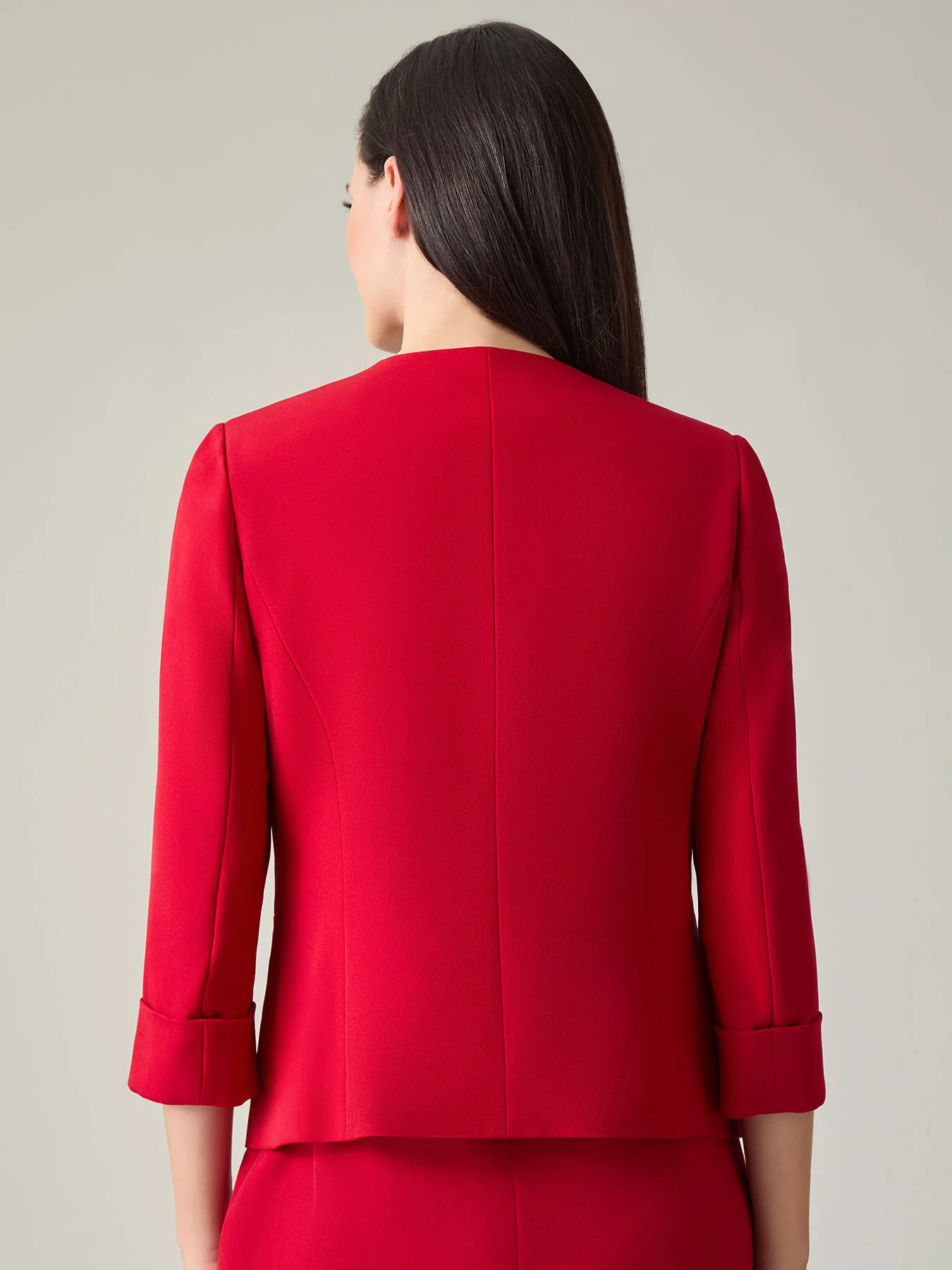 Open Front Seamed Jacket, Stretch Crepe - Image 5