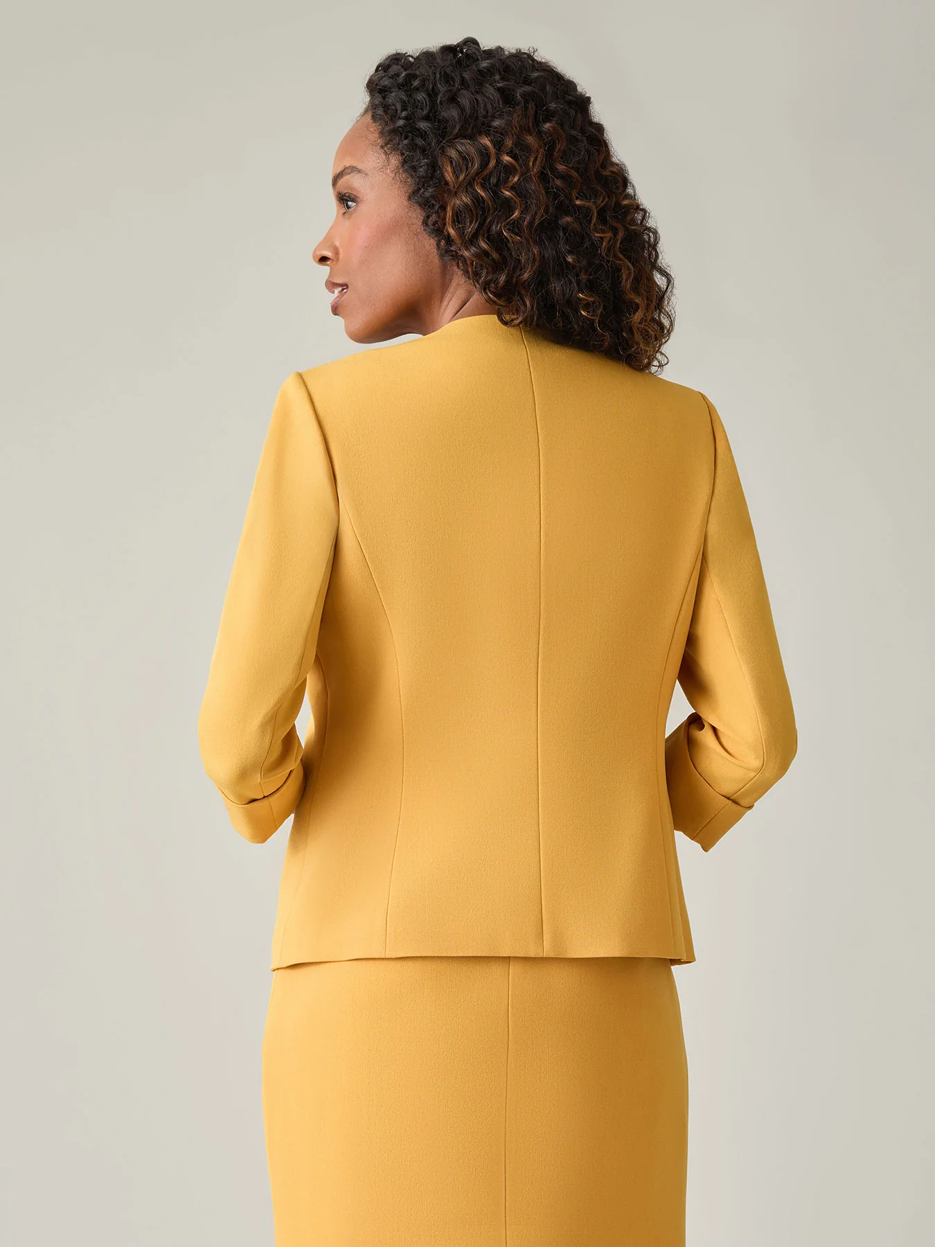 Open Front Seamed Jacket, Stretch Crepe - Image 3