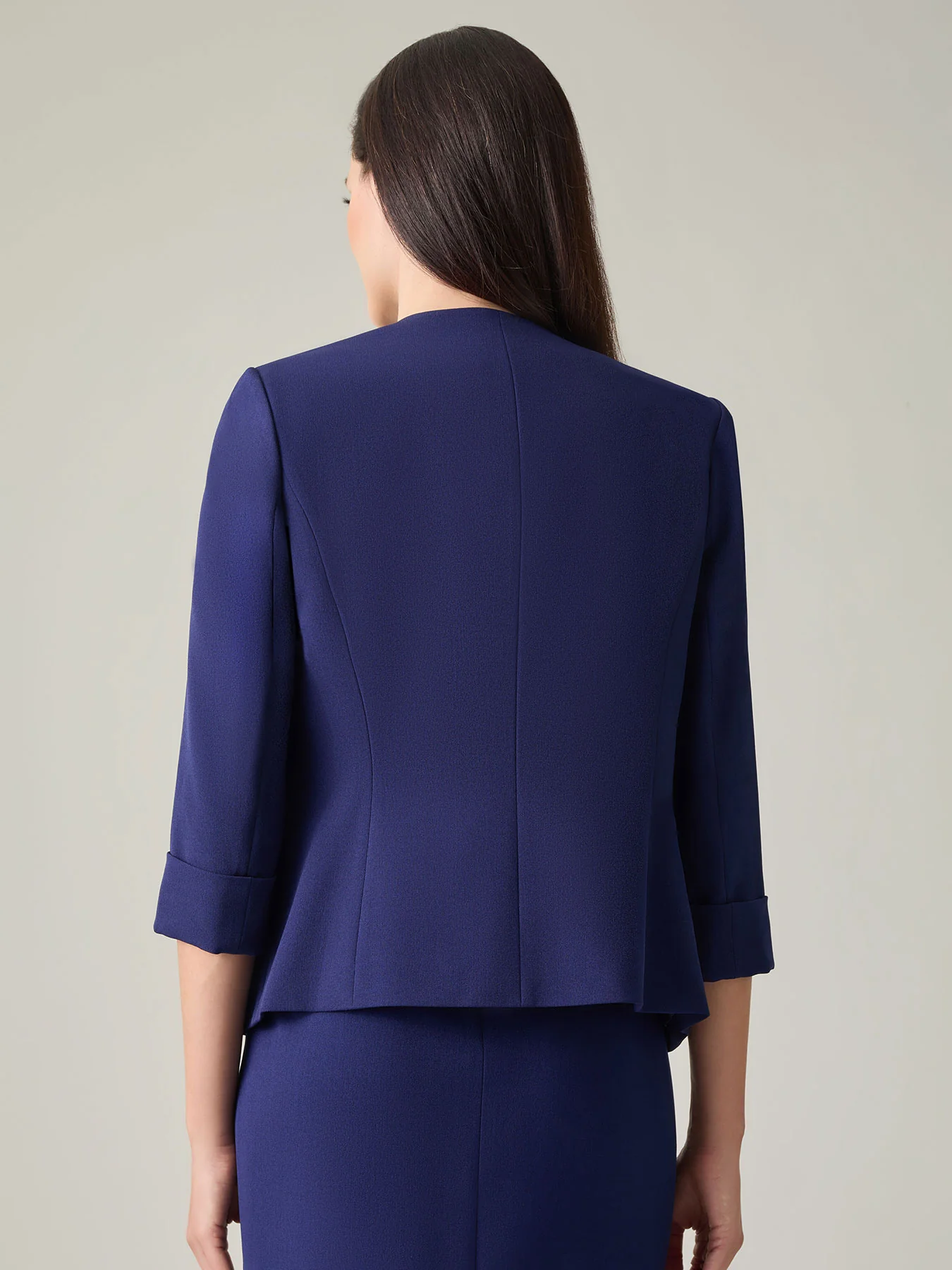 Open Front Seamed Jacket, Stretch Crepe - Image 3