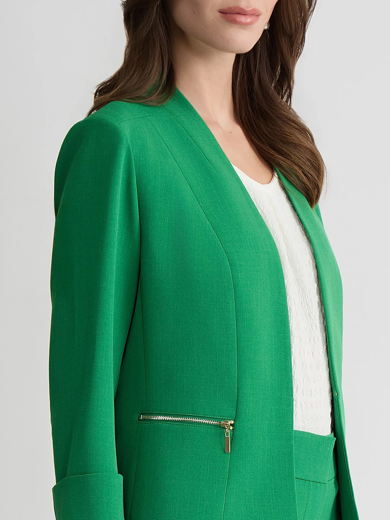 Open Front Seamed Jacket, Stretch Crepe - Image 4