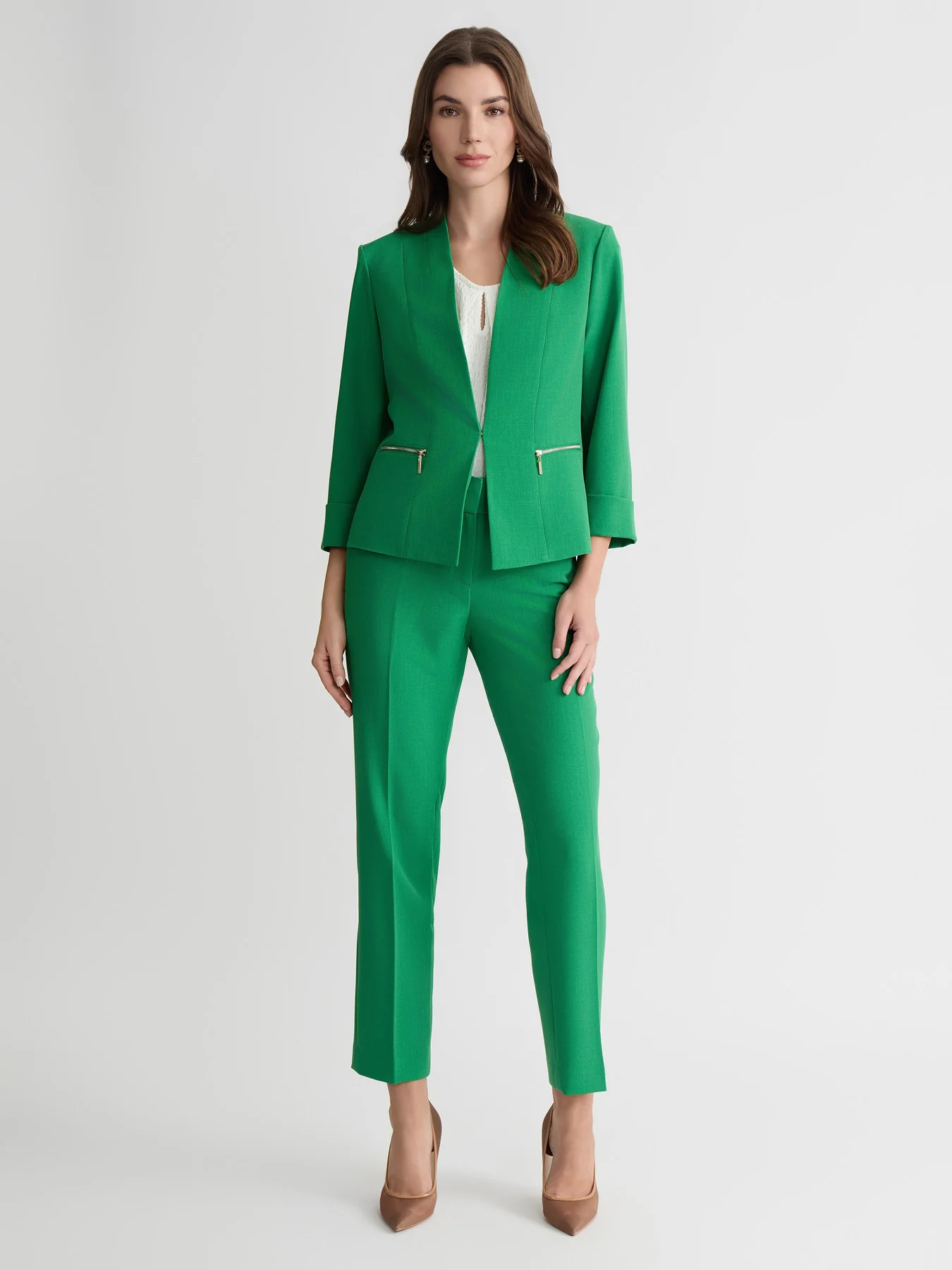 Open Front Seamed Jacket, Stretch Crepe - Image 5