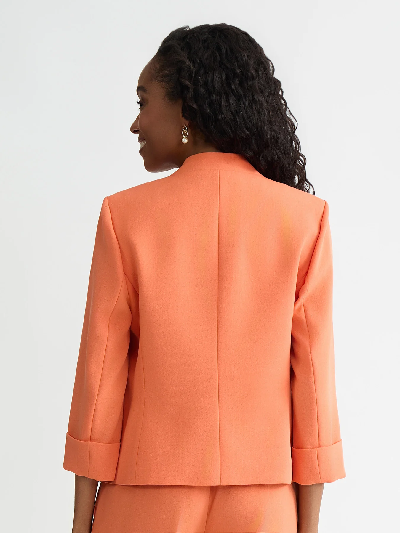 Open Front Seamed Jacket, Stretch Crepe - Image 2