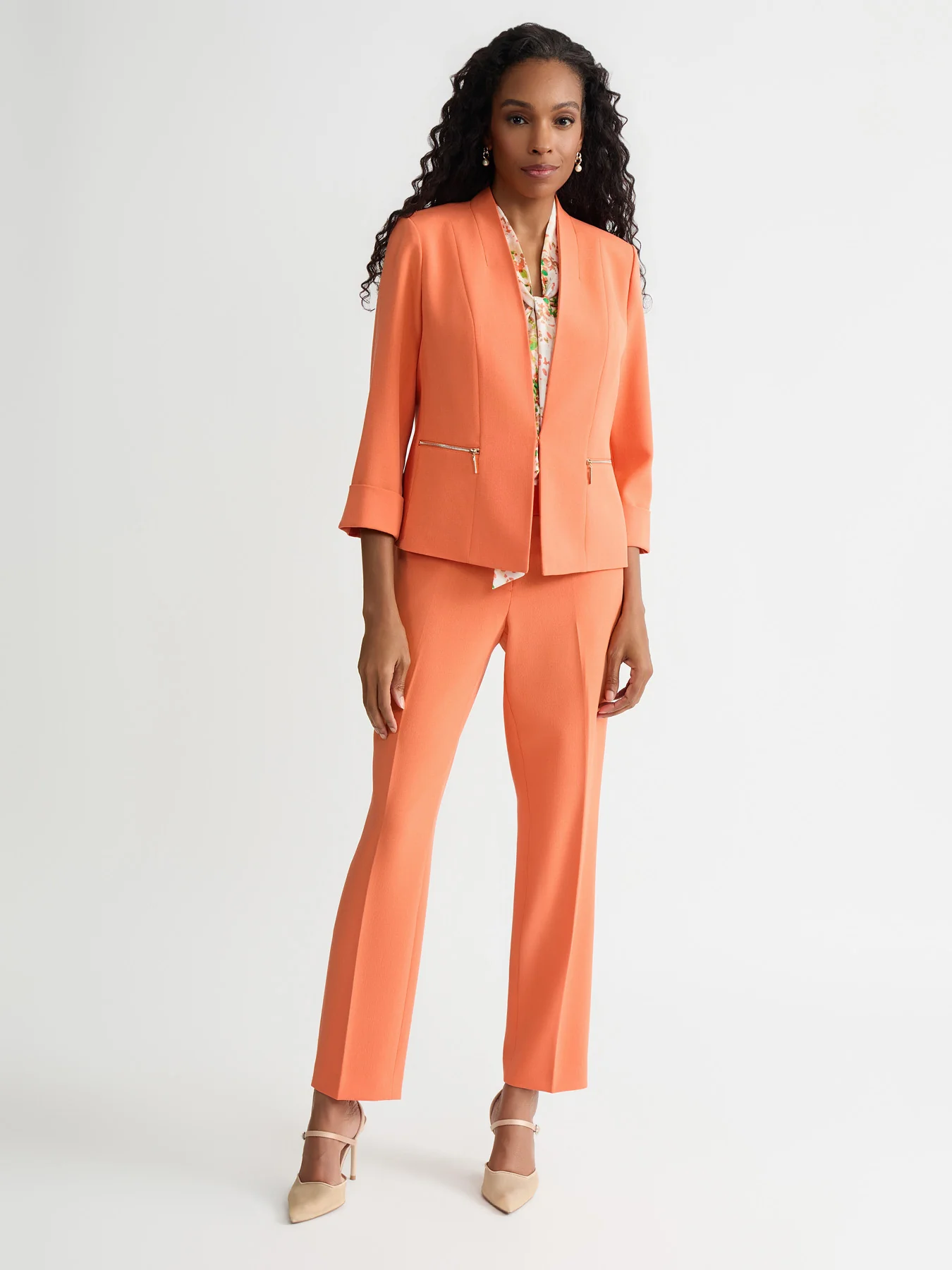 Open Front Seamed Jacket, Stretch Crepe - Image 5