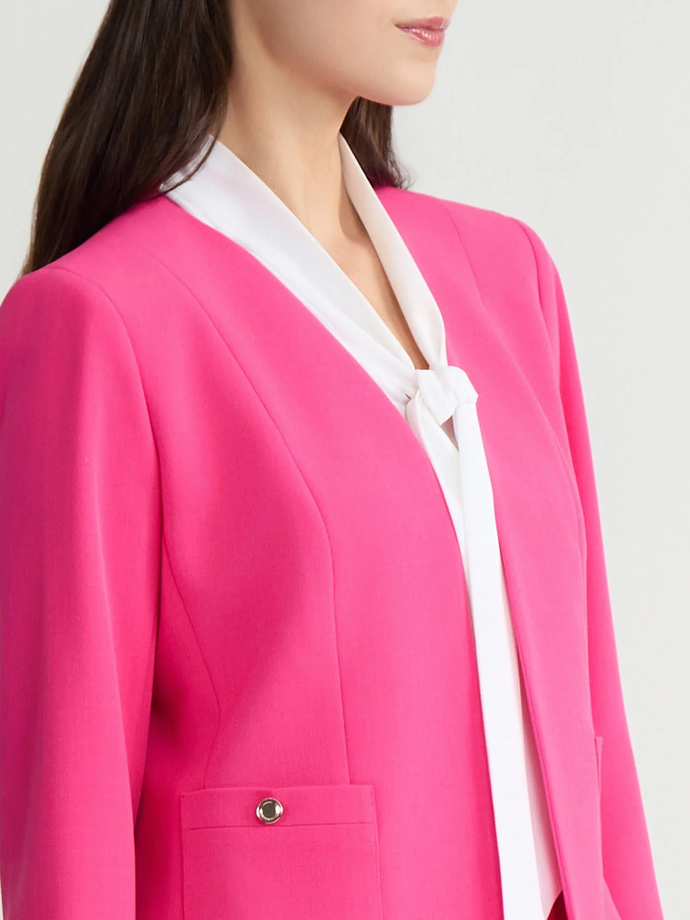 Open Front Seamed Jacket, Stretch Crepe - Image 4