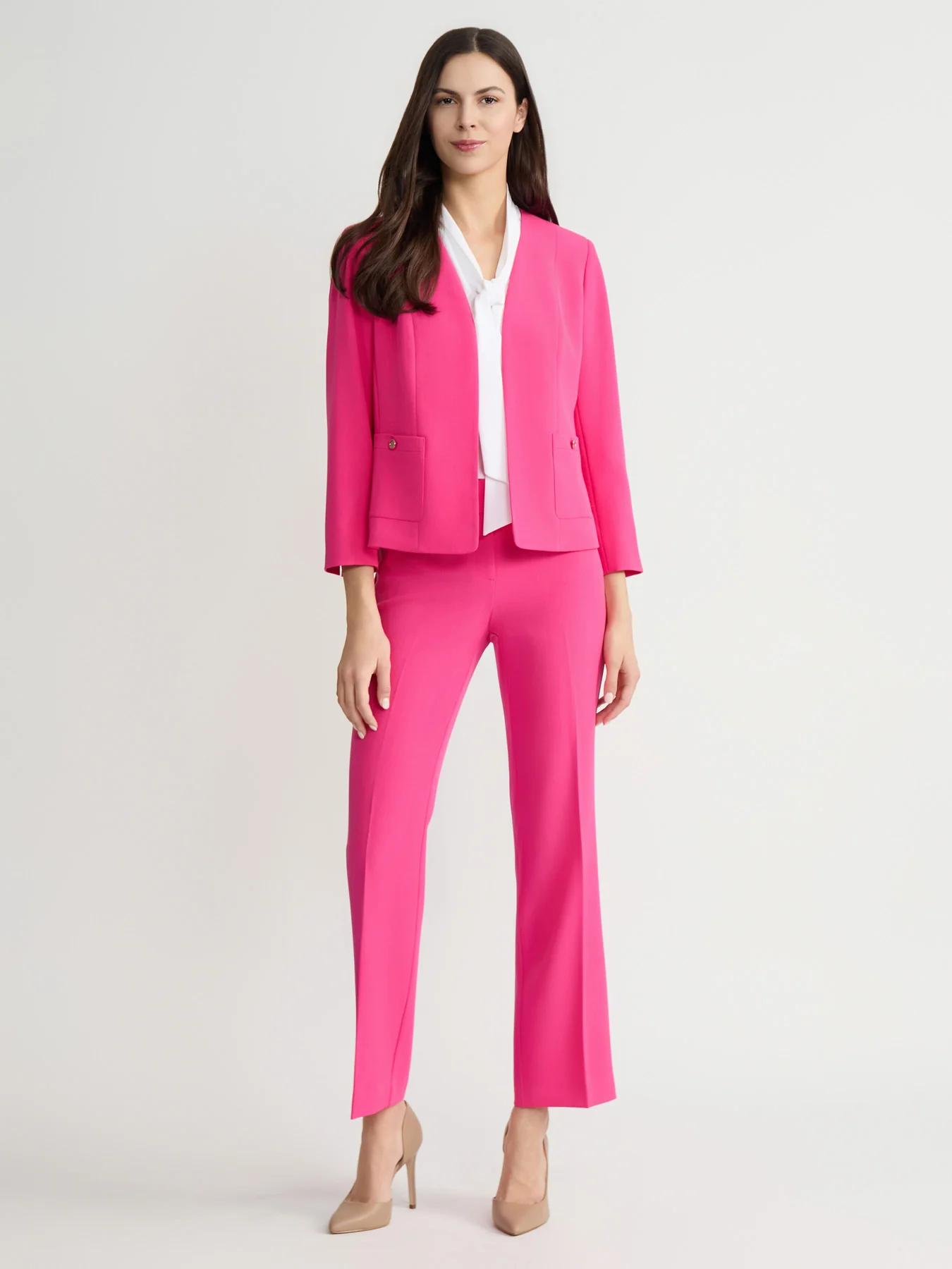 Open Front Seamed Jacket, Stretch Crepe - Image 5