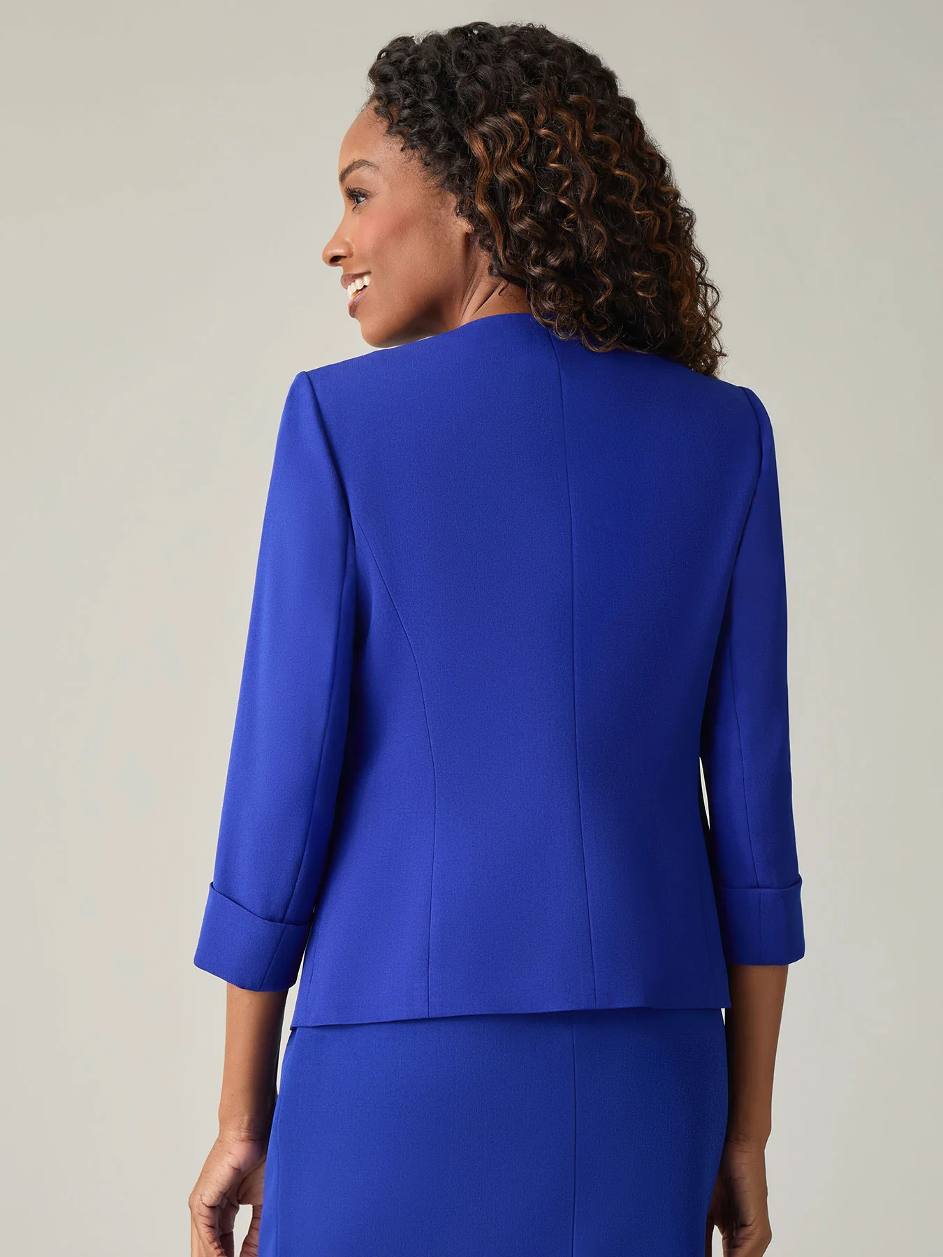 Open Front Seamed Jacket, Stretch Crepe - Image 3