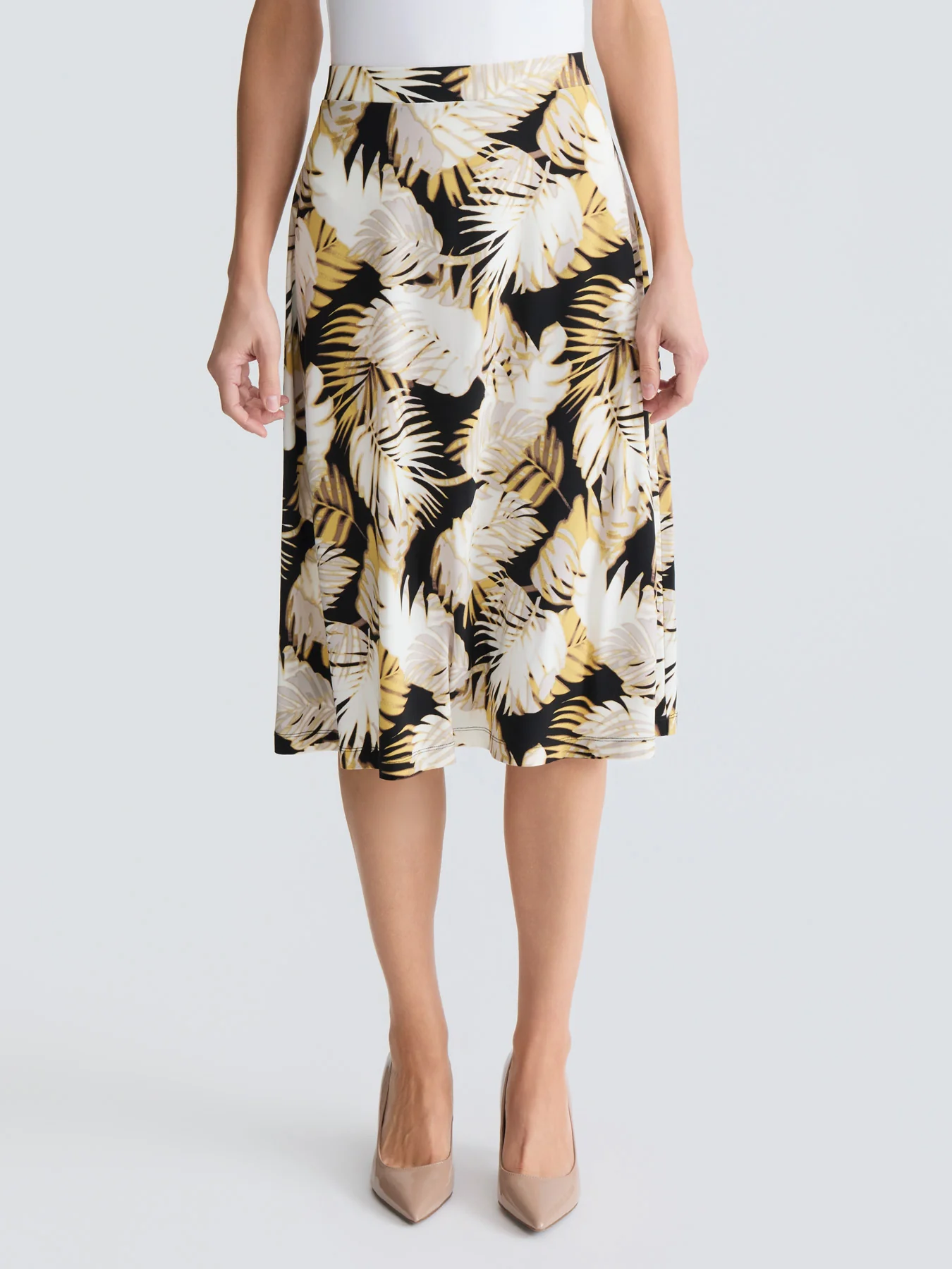 Palm Print Knit Skirt