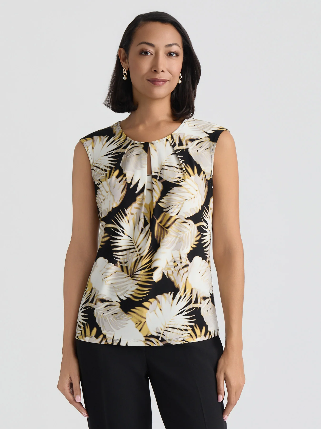 Palm Print Knit Top