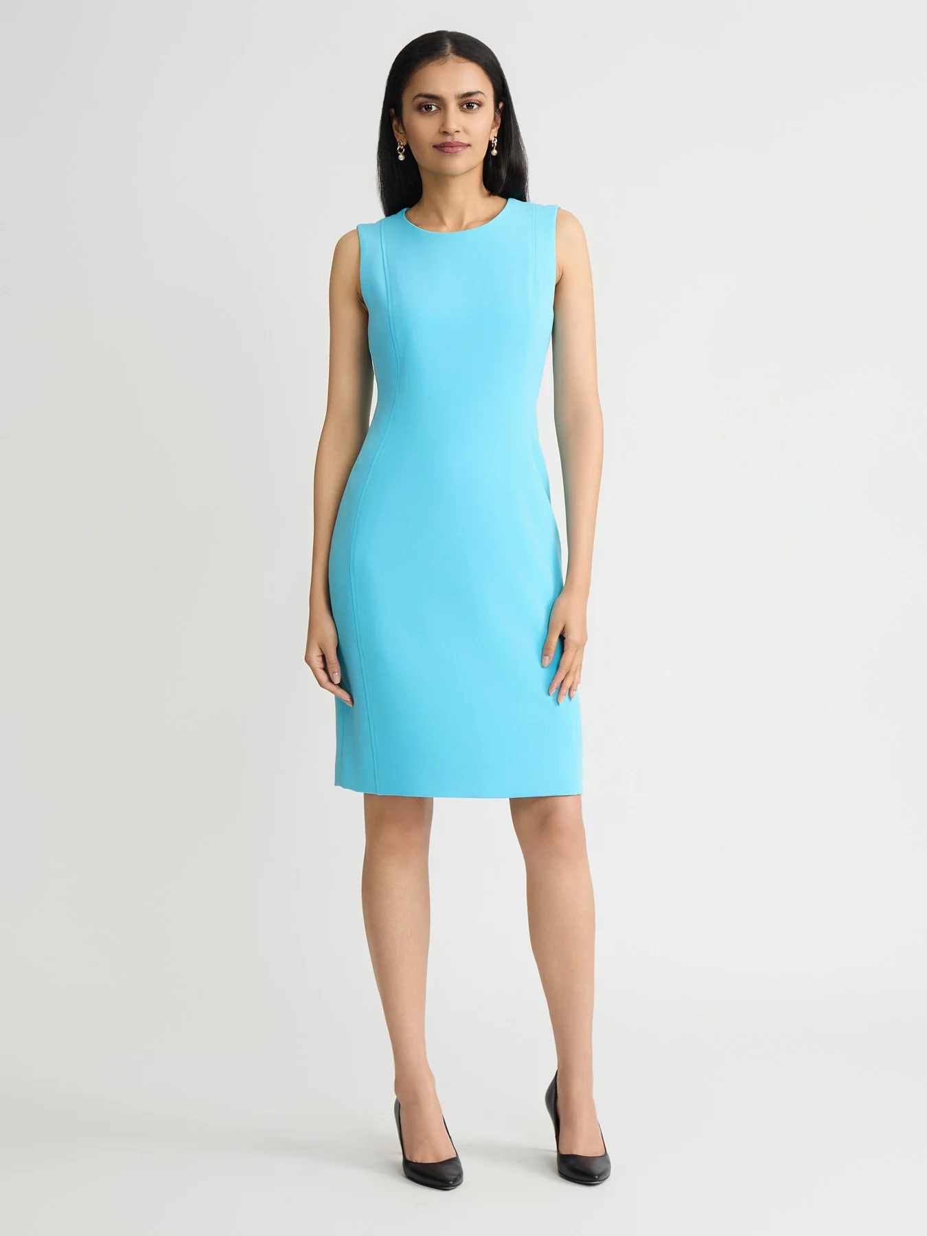 Paneled Sheath Dress, Stretch Crepe