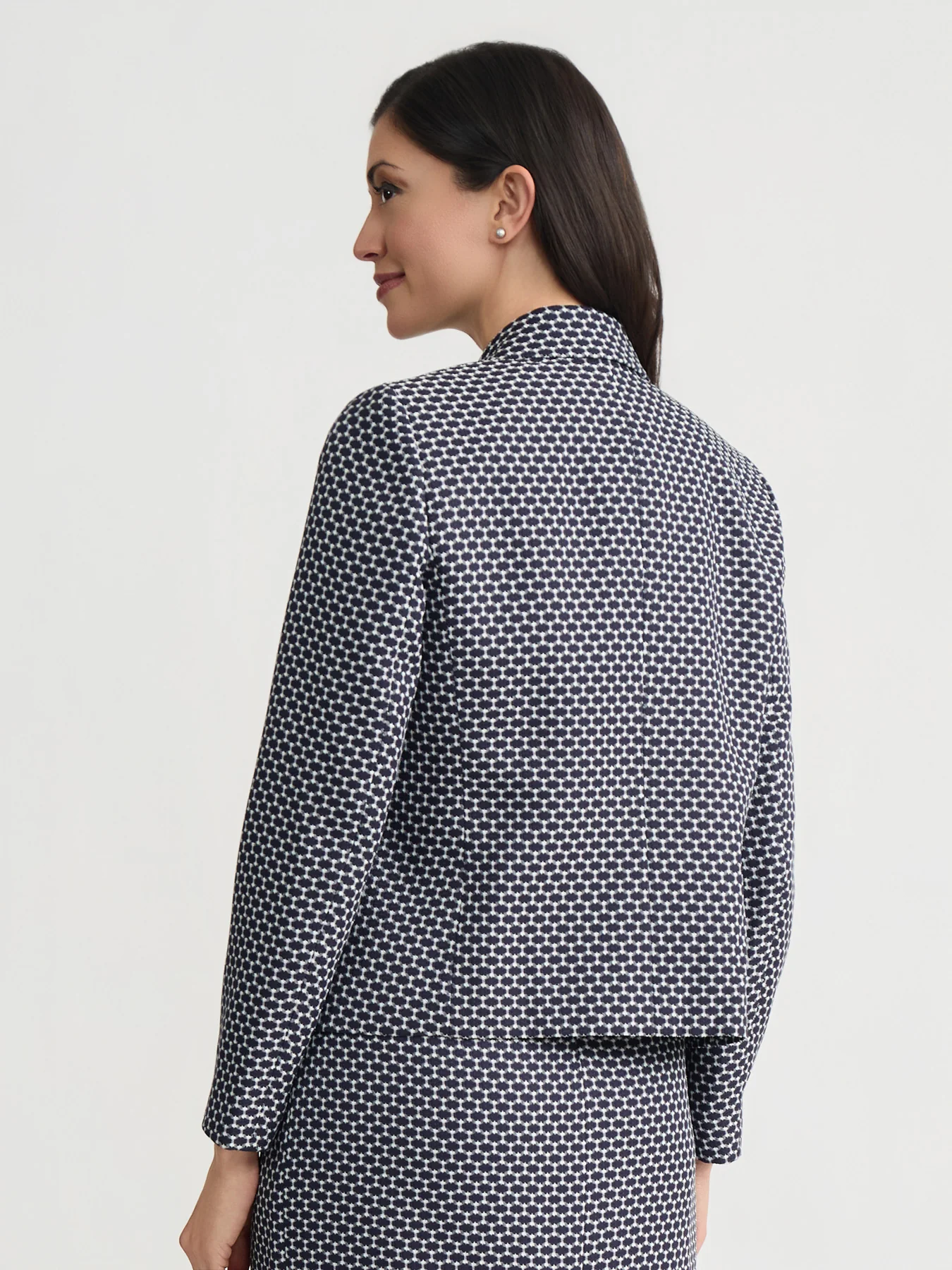 Peak Lapel Cropped Jacket, Jacquard Knit - Image 3
