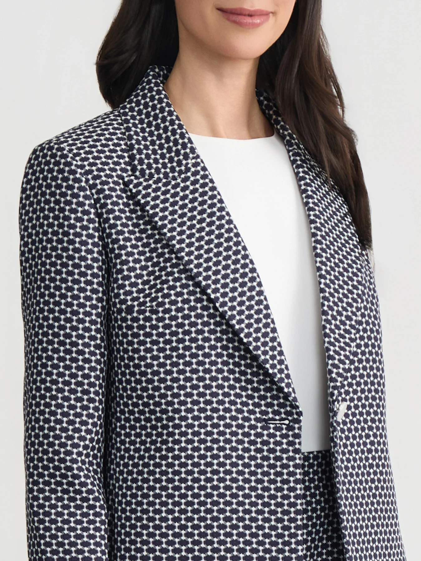 Peak Lapel Cropped Jacket, Jacquard Knit - Image 4