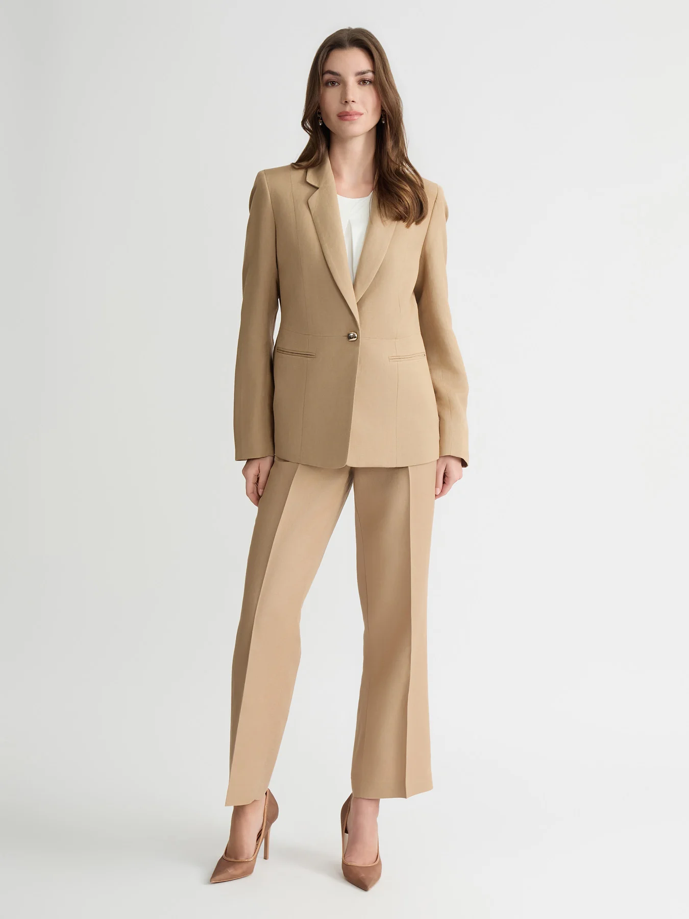 Peplum One Button Blazer, Linen - Image 5