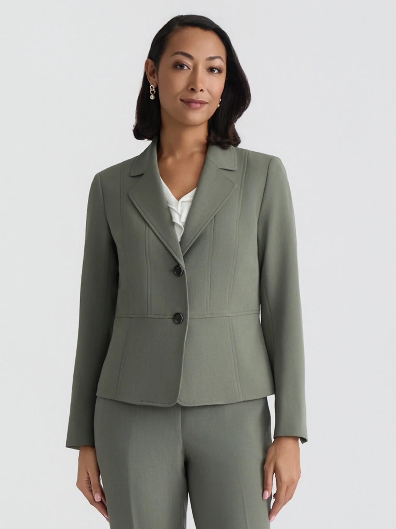 Peplum Two Button Blazer, Stretch Crepe