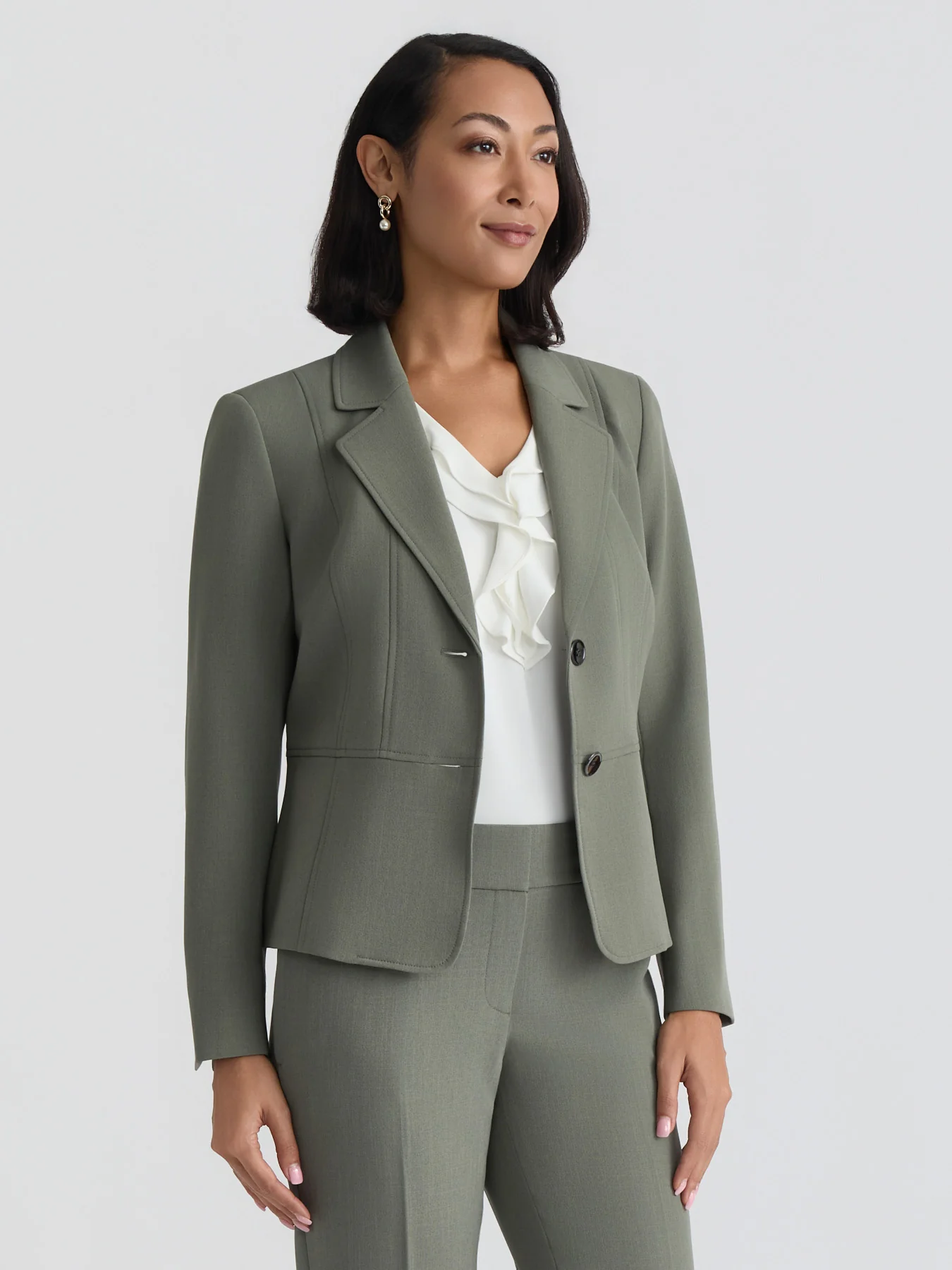 Peplum Two Button Blazer, Stretch Crepe - Image 2