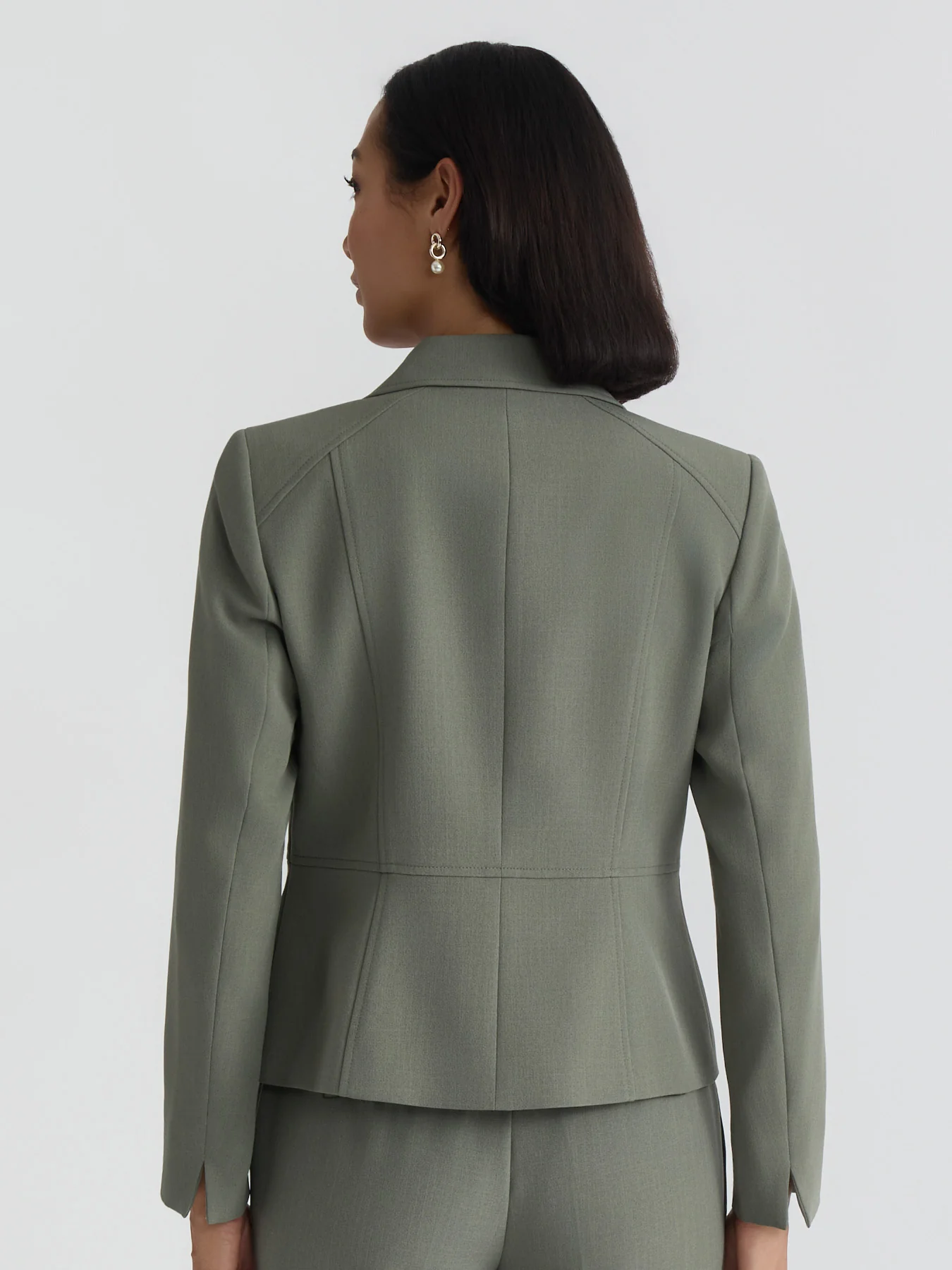 Peplum Two Button Blazer, Stretch Crepe - Image 3