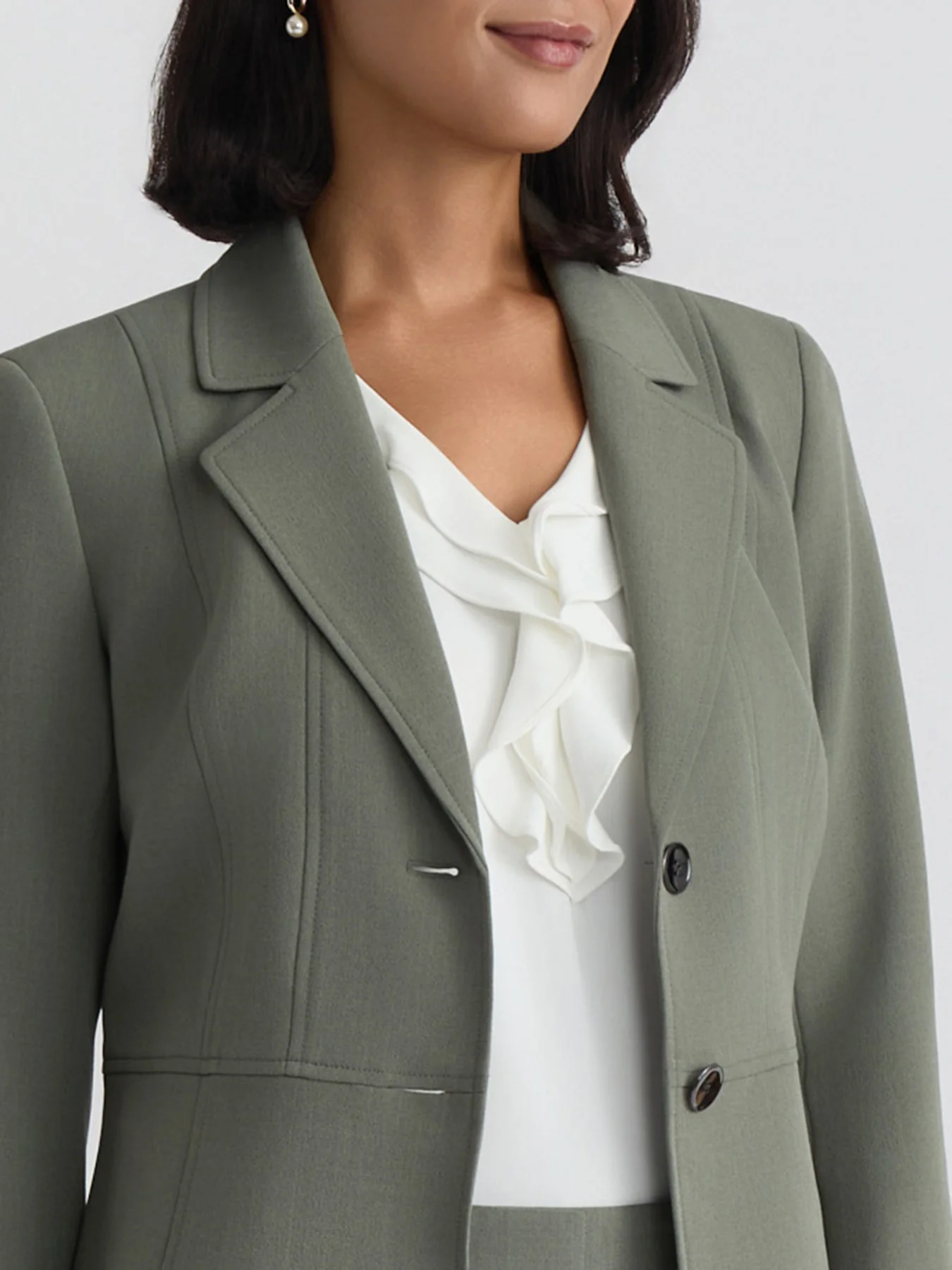 Peplum Two Button Blazer, Stretch Crepe - Image 4