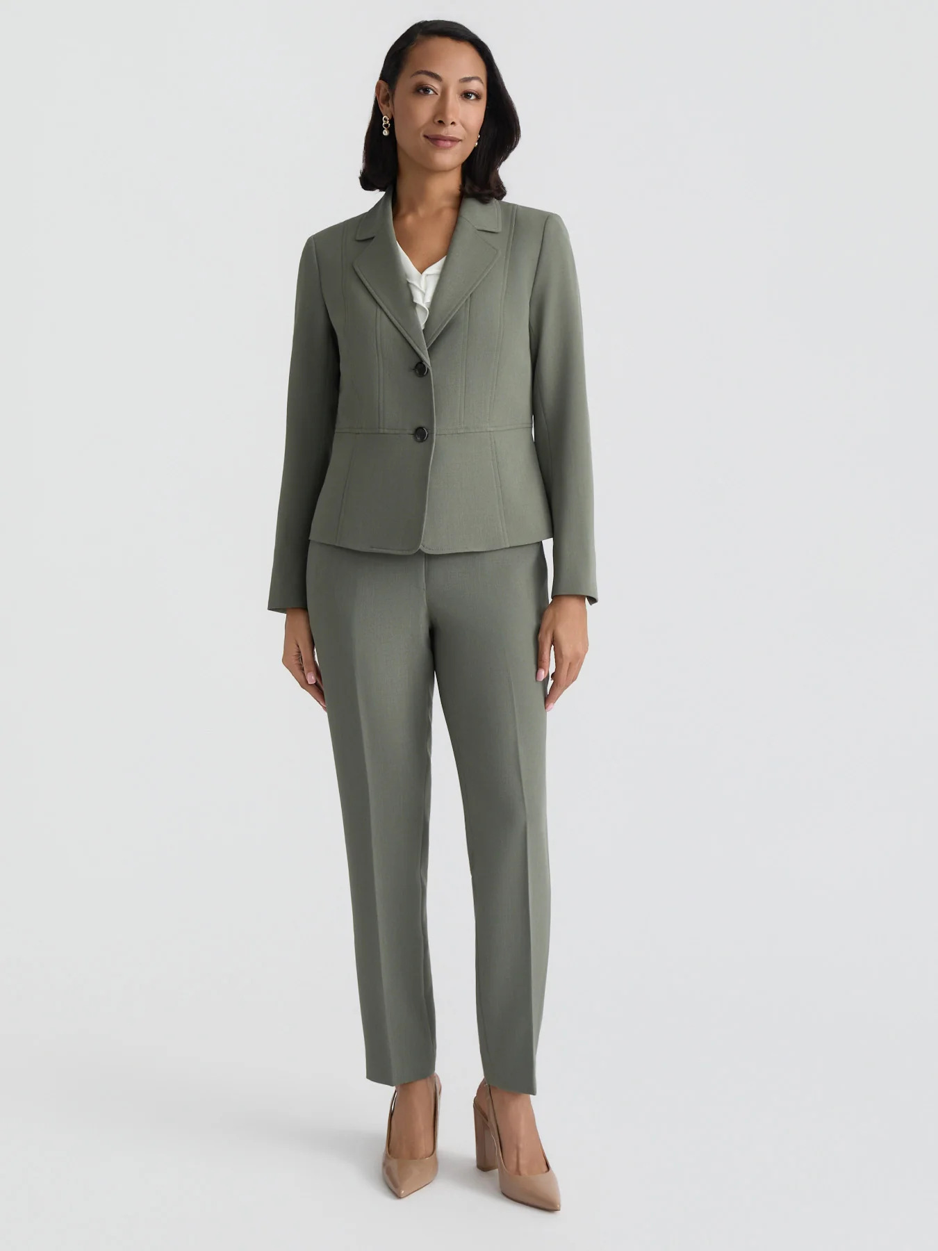 Peplum Two Button Blazer, Stretch Crepe - Image 5