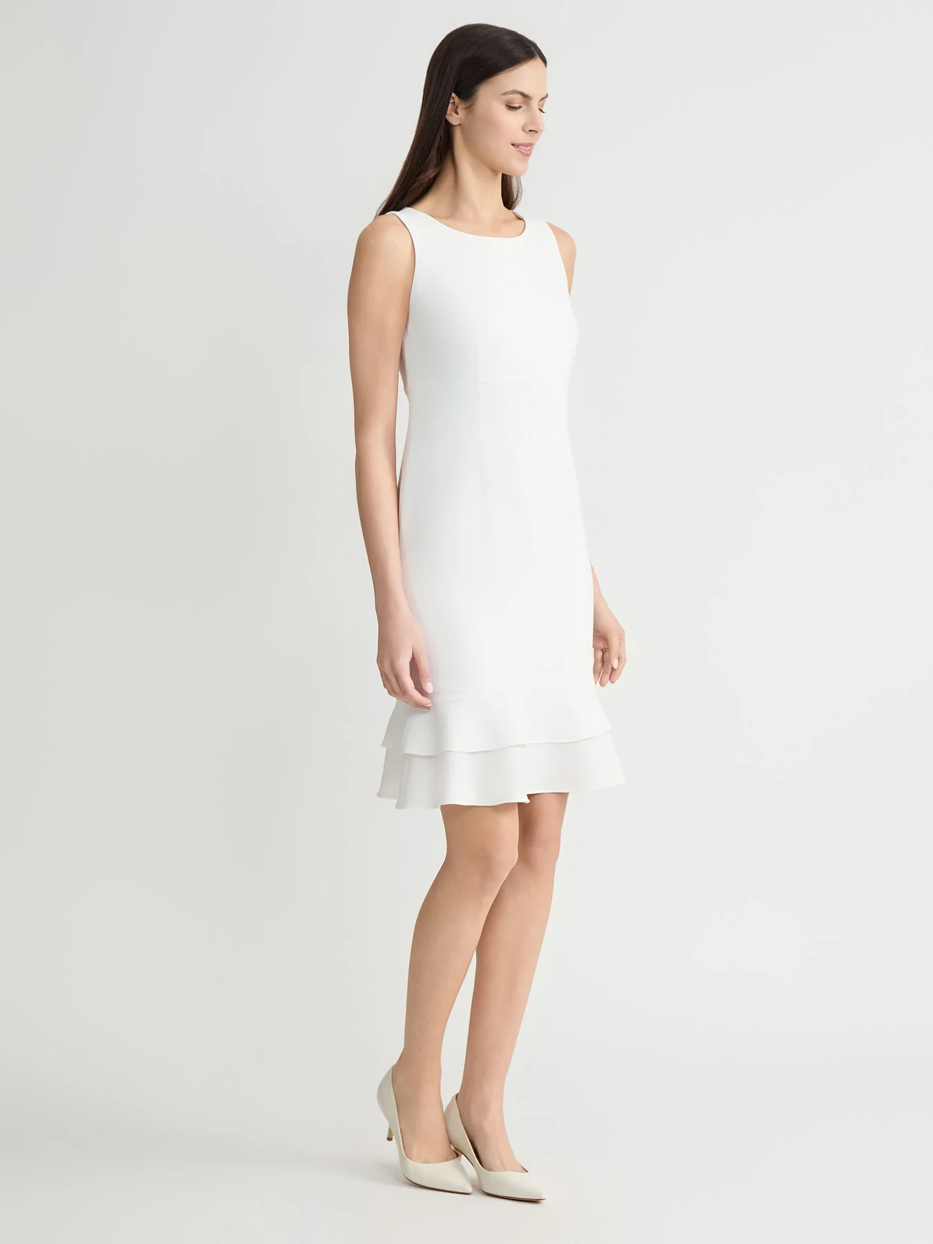 Petite Flounce Hem Sheath Dress, Stretch Crepe - Image 3