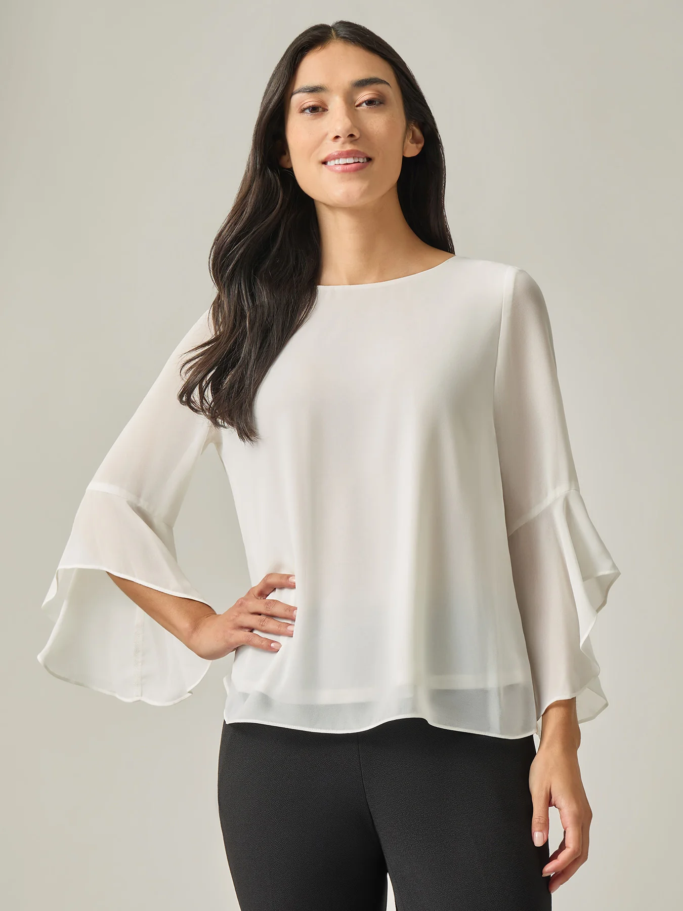 Petite Flounce Sleeve Blouse