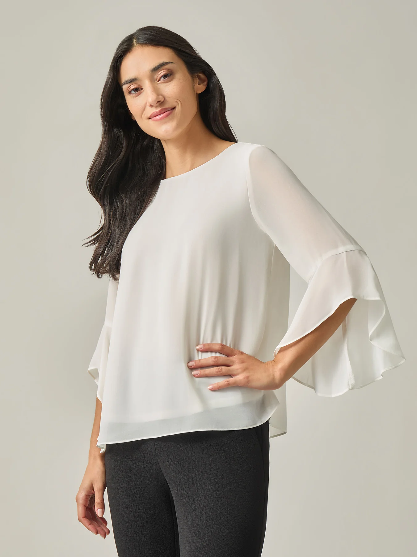 Petite Flounce Sleeve Blouse - Image 2