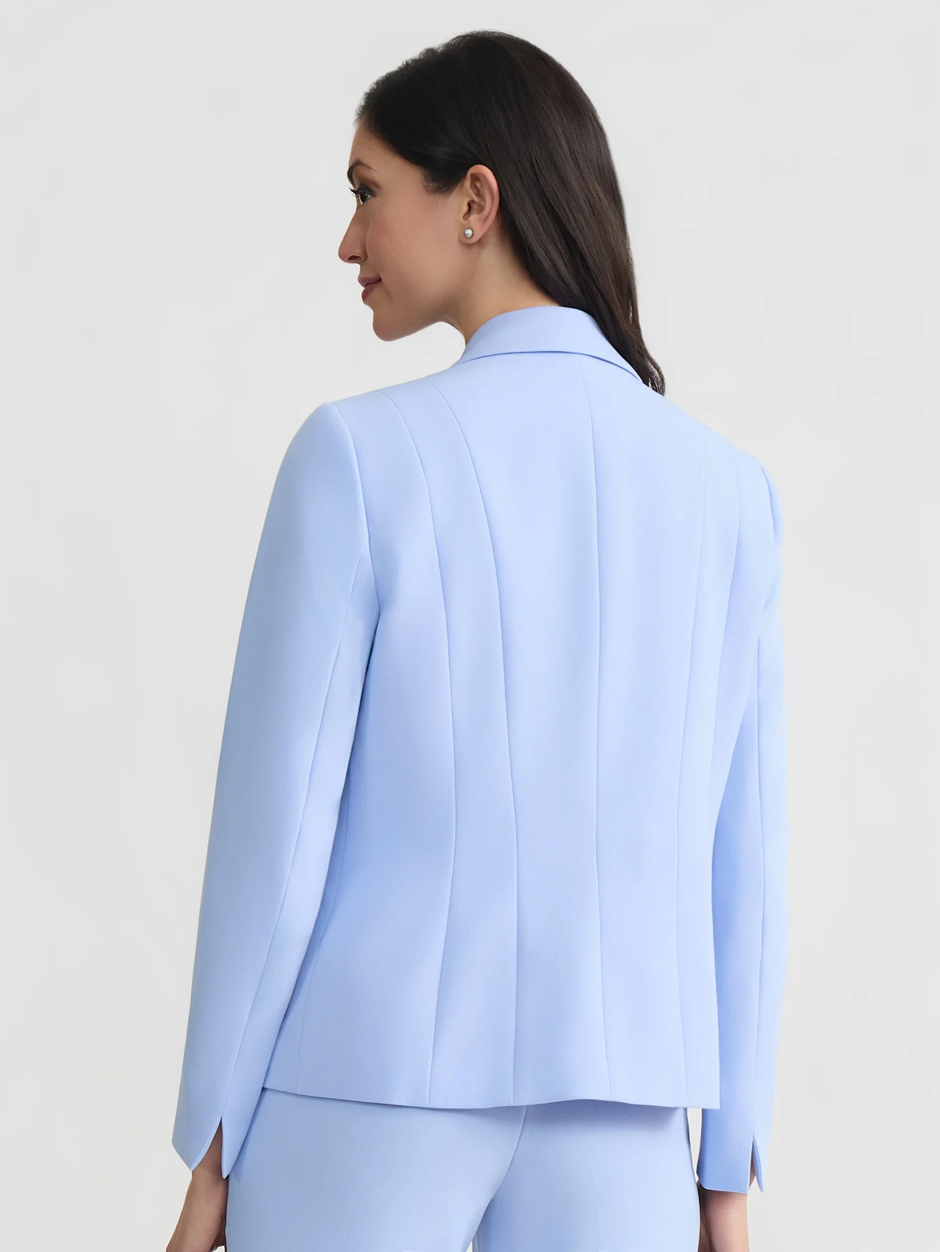 Petite One Button Double Seamed Blazer, Stretch Crepe - Image 3