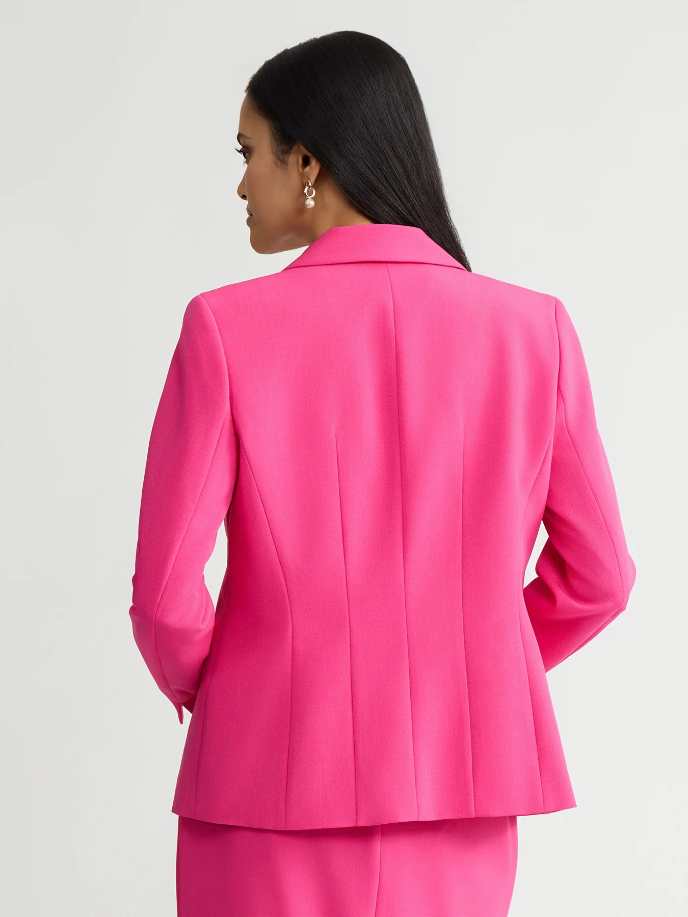 Petite One Button Princess Seam Blazer, Stretch Crepe - Image 3
