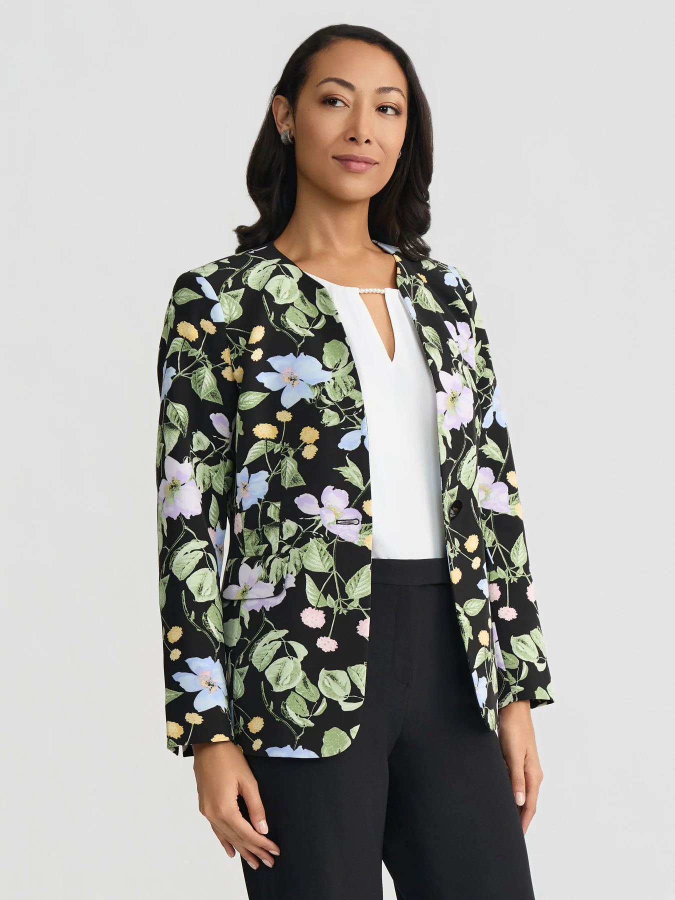 Petite Split Sleeve Jacket, Printed Scuba - Image 3