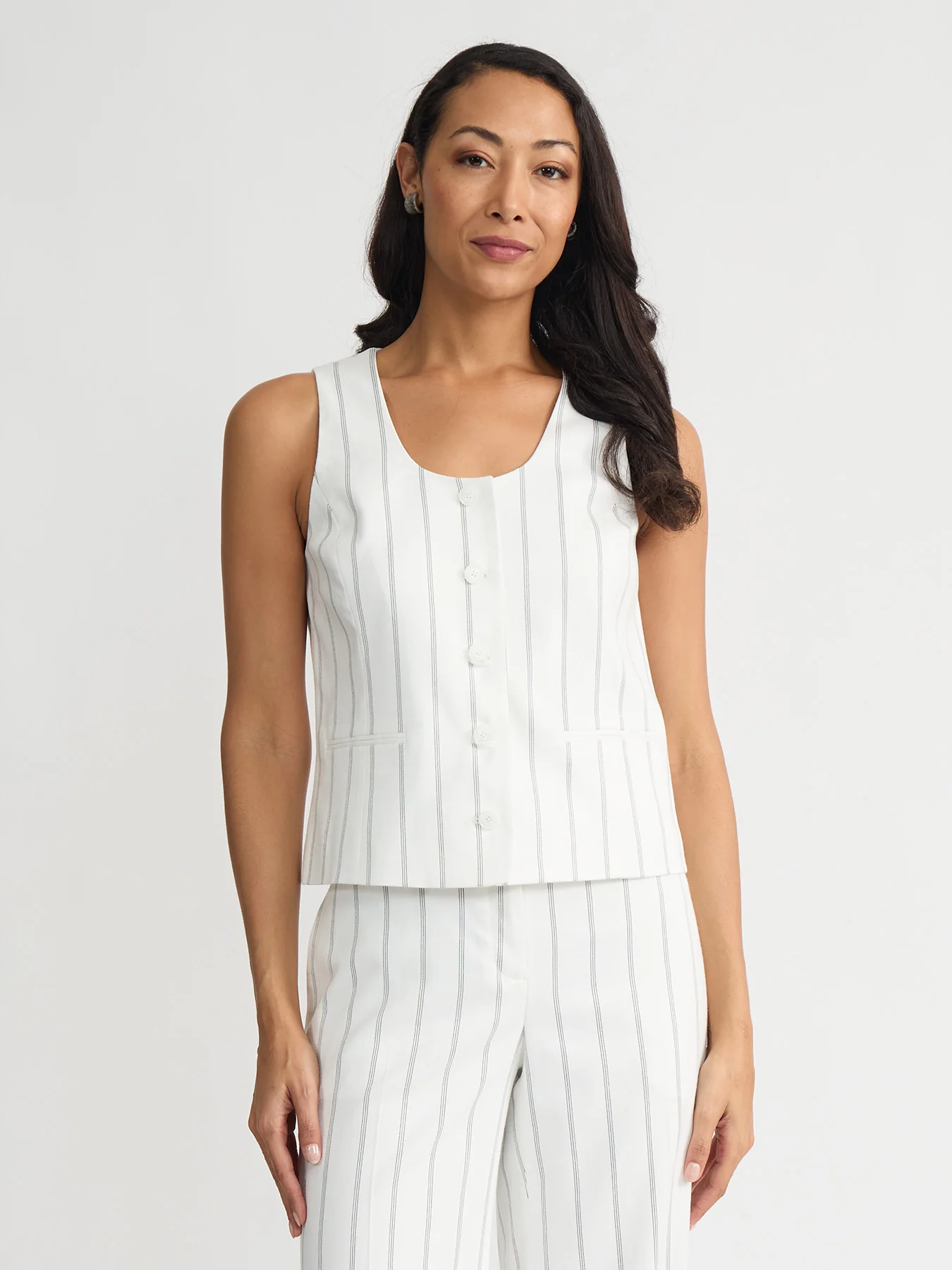 Pinstripe Crepe Vest