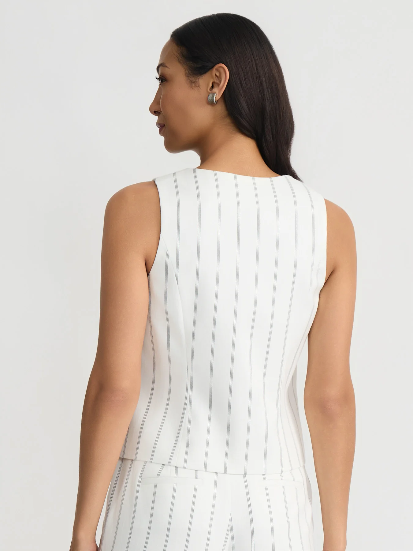 Pinstripe Crepe Vest - Image 2
