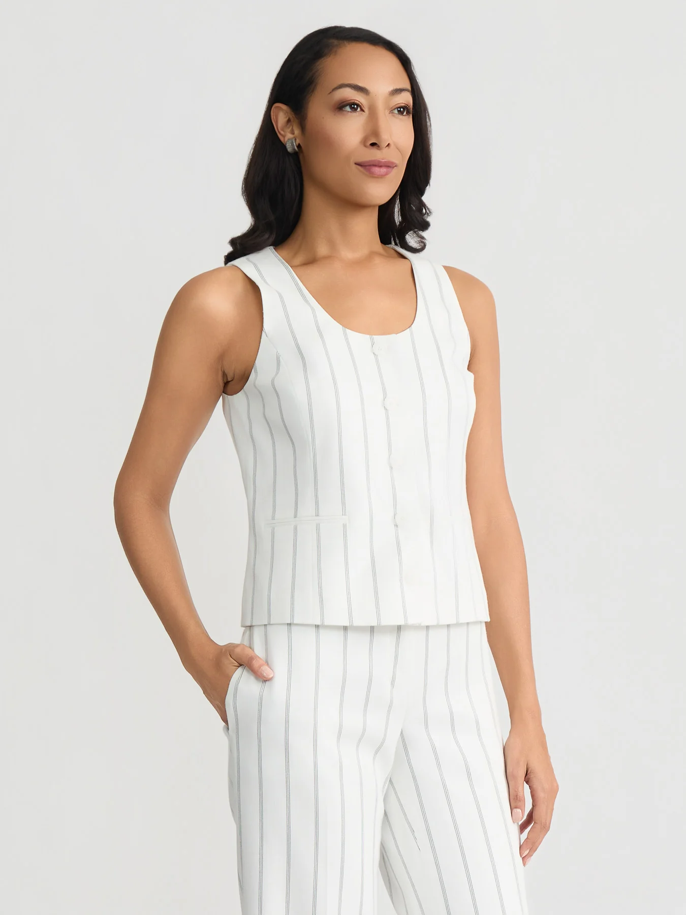 Pinstripe Crepe Vest - Image 3